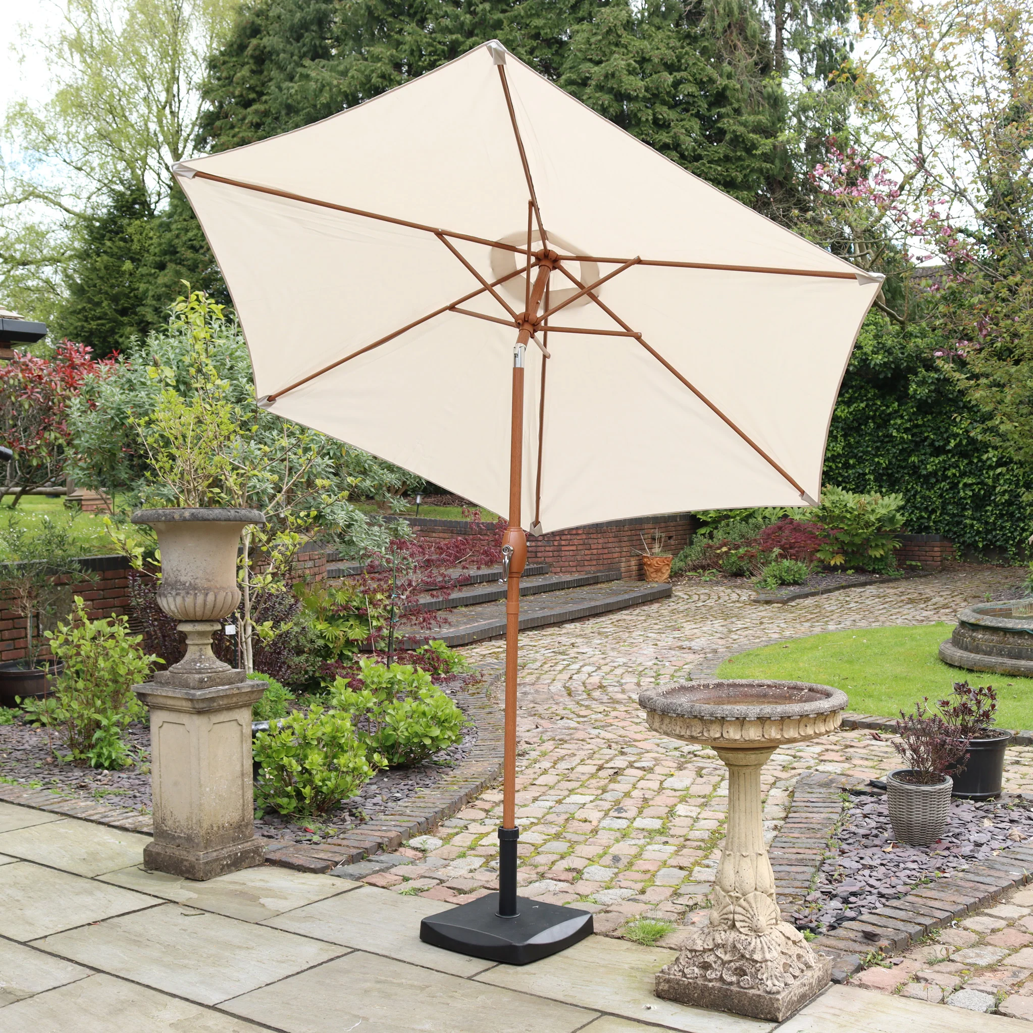 2.5m Wood-Look Aluminium Parasol - Image 2