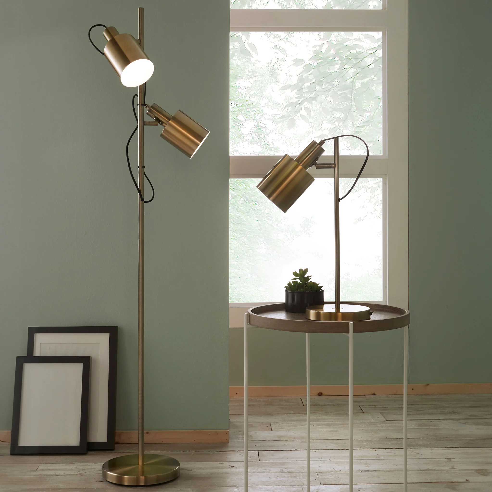 Aaron Antique Brass Metal Task Floor Lamp - Image 2