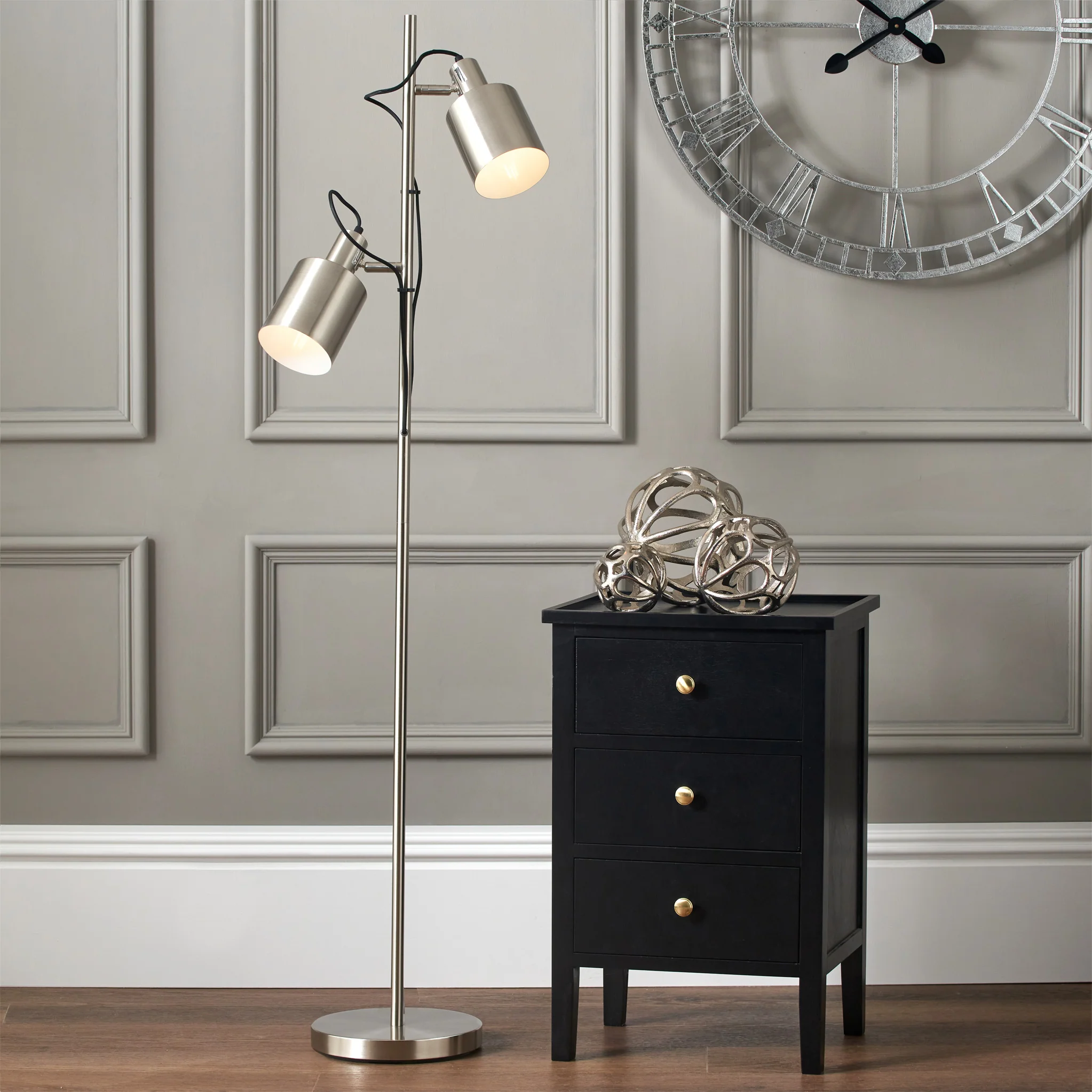 Aaron Brushed Chrome Metal Task Floor Lamp - Image 2