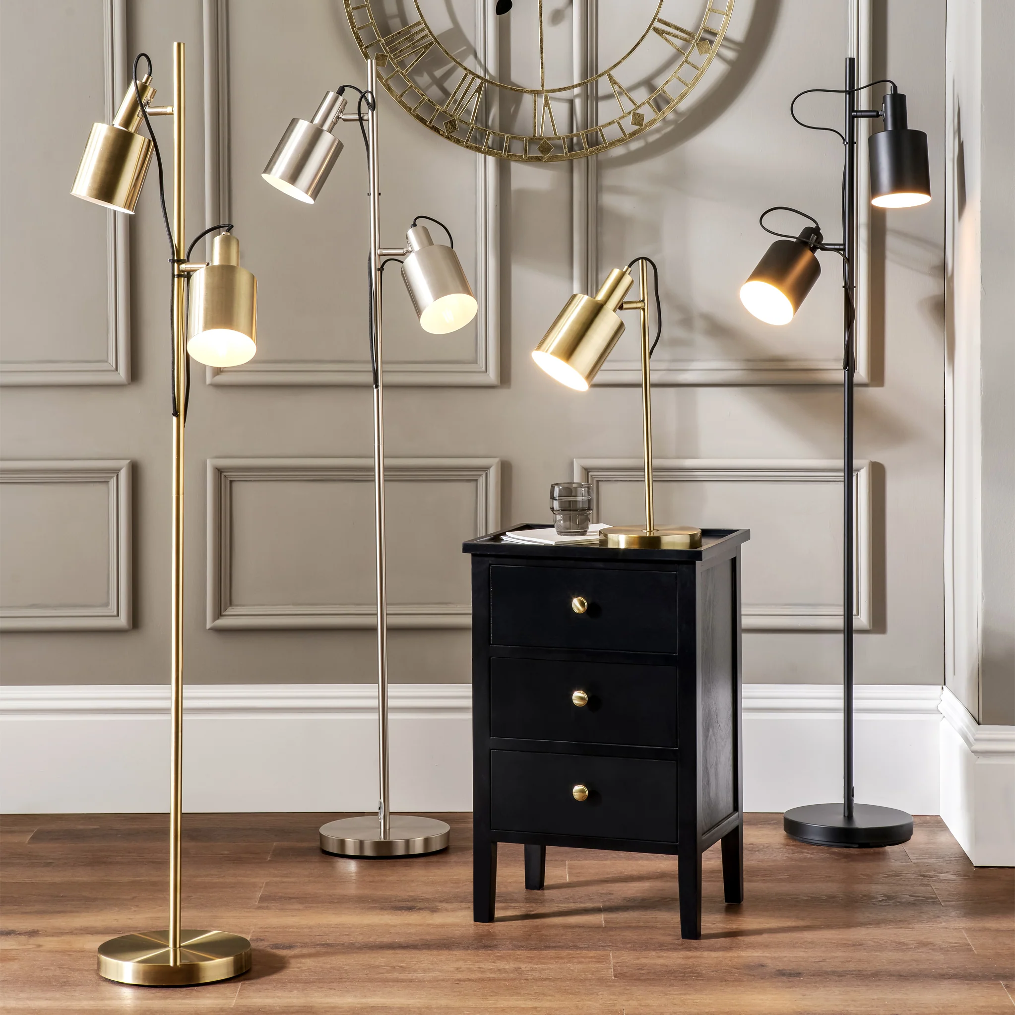 Aaron Brushed Chrome Metal Task Floor Lamp - Image 9
