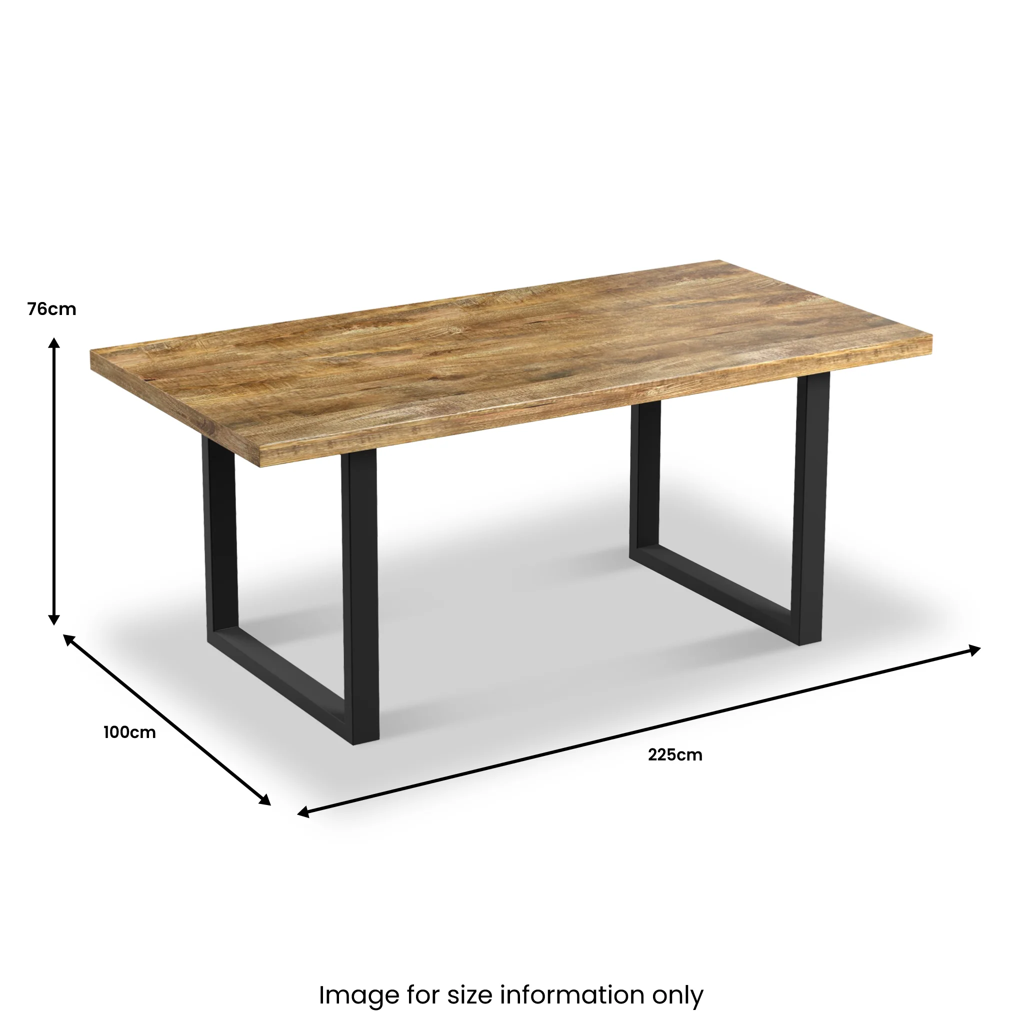 Abel 225cm Mango Wood Dining Table with U Leg - Image 4