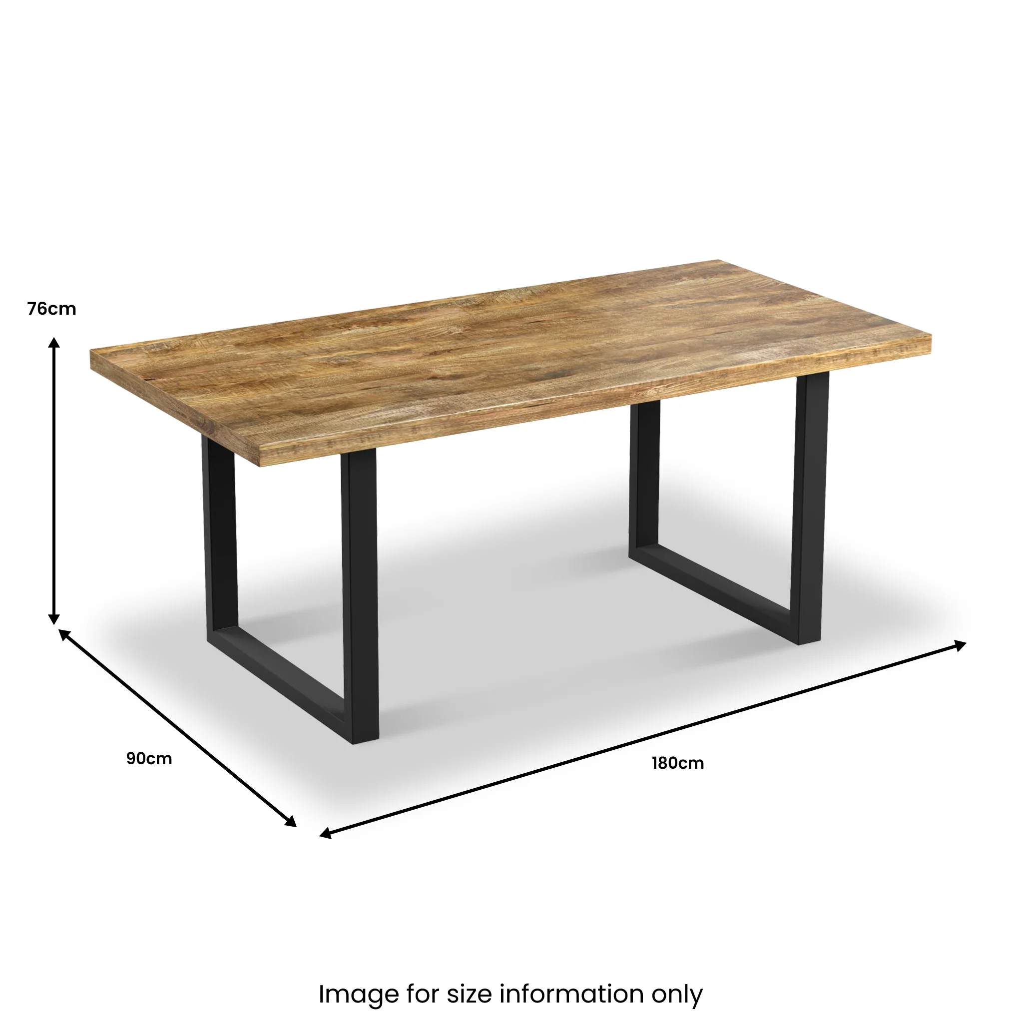 Abel Mango Wood 180cm Dining Table with U Leg - Image 4