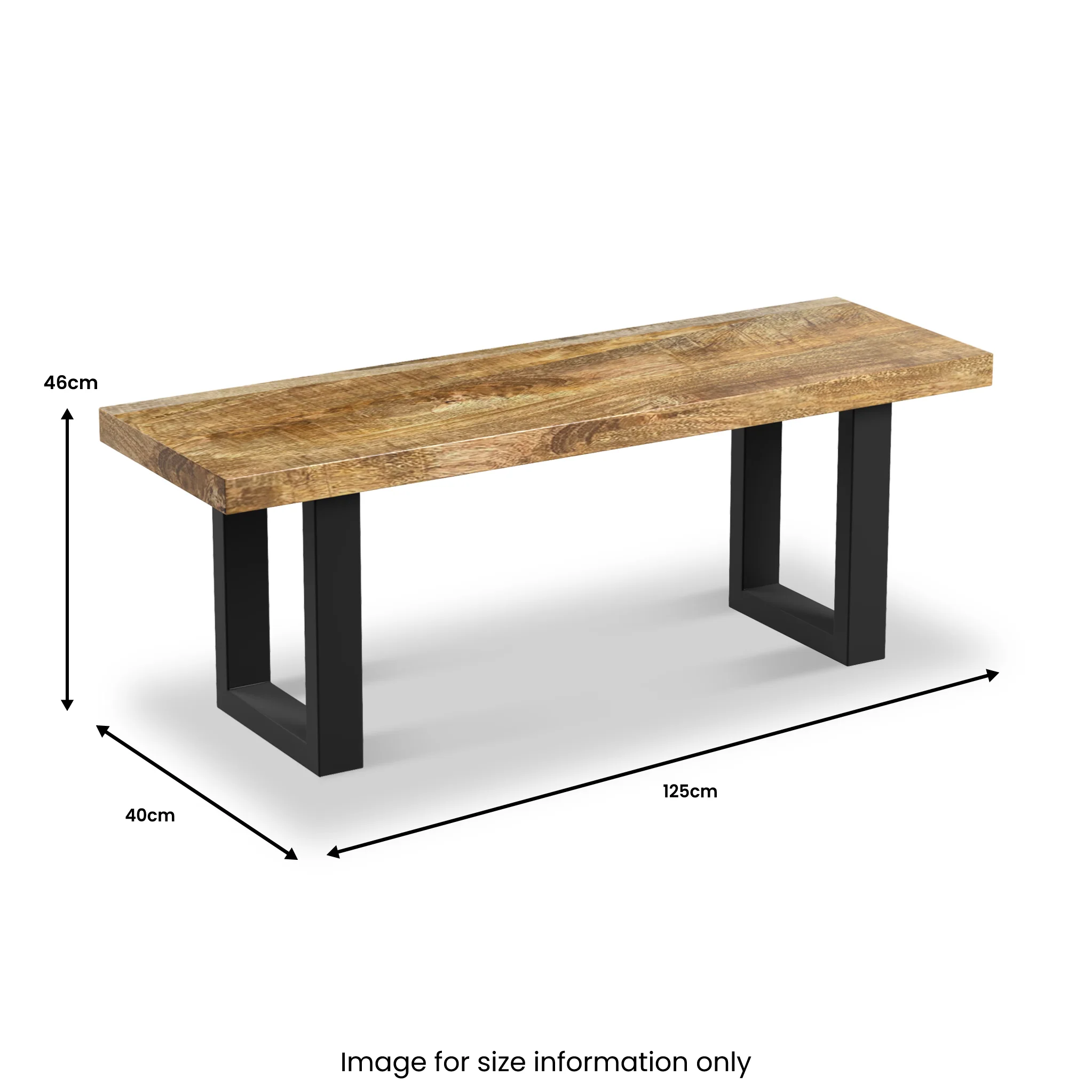 Abel Mango Wood Dining Bench with U Leg - Image 3