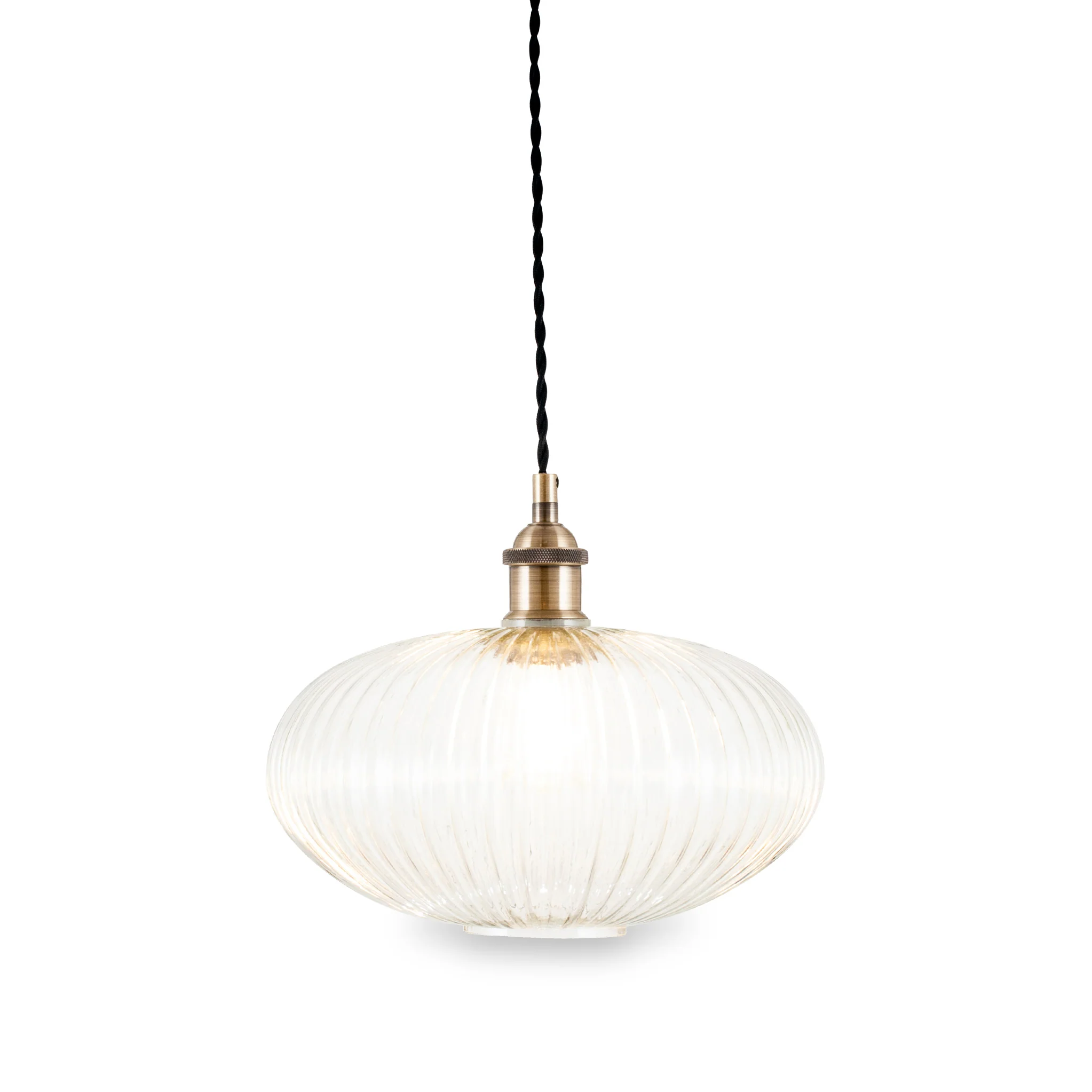 Abigail Clear Ribbed Glass Oval Pendant - Image 3
