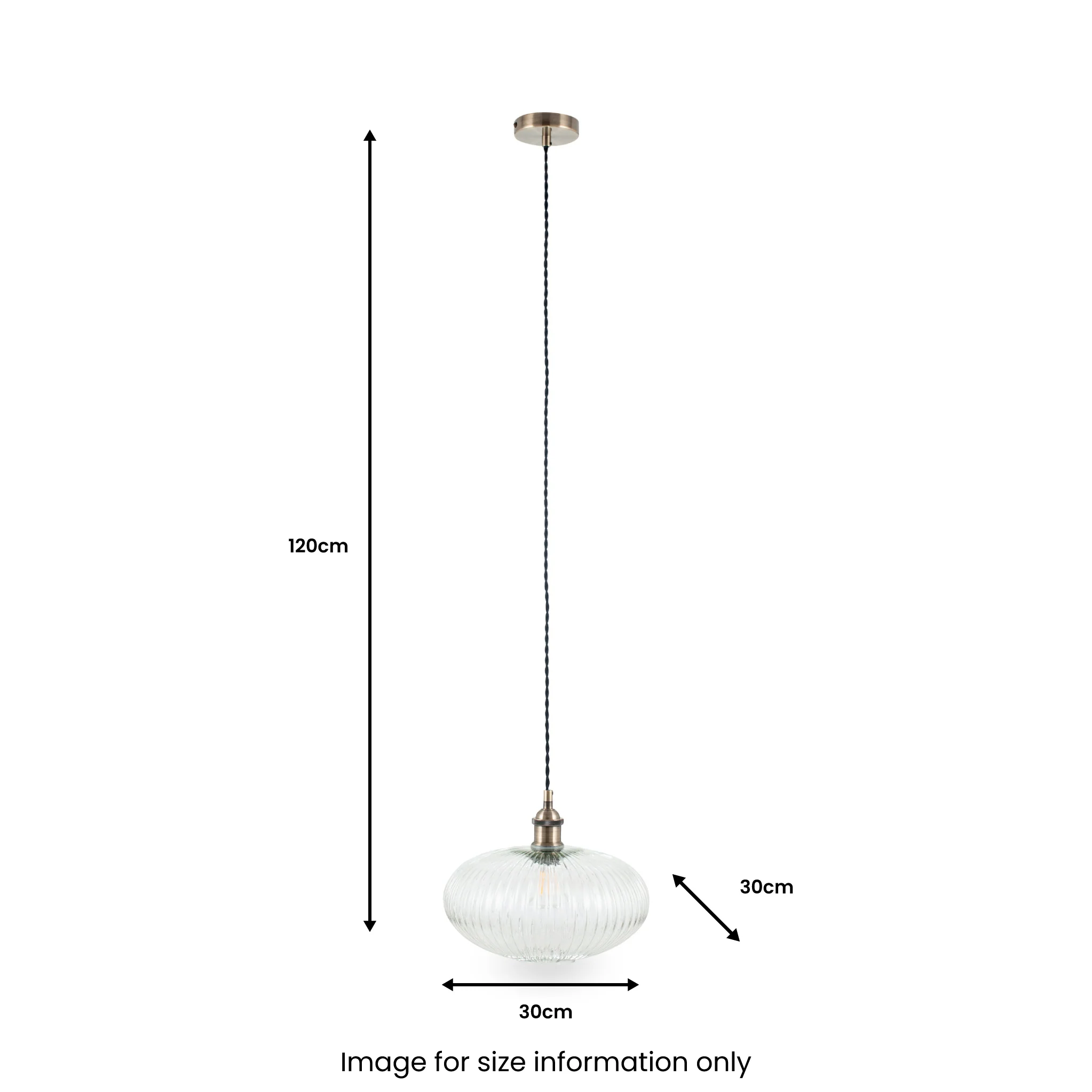 Abigail Clear Ribbed Glass Oval Pendant - Image 5