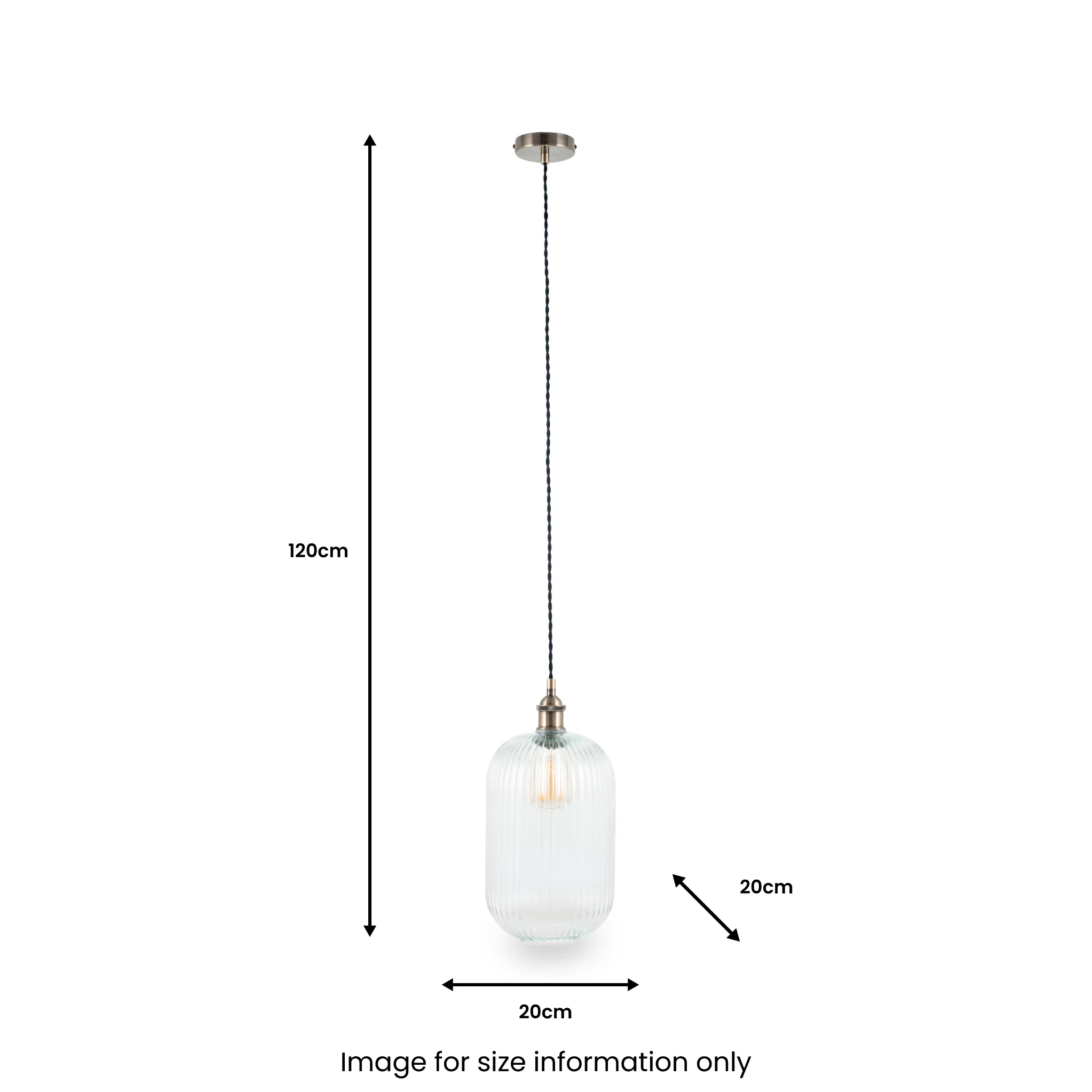 Abigail Clear Ribbed Glass Tall Pendant - Image 5