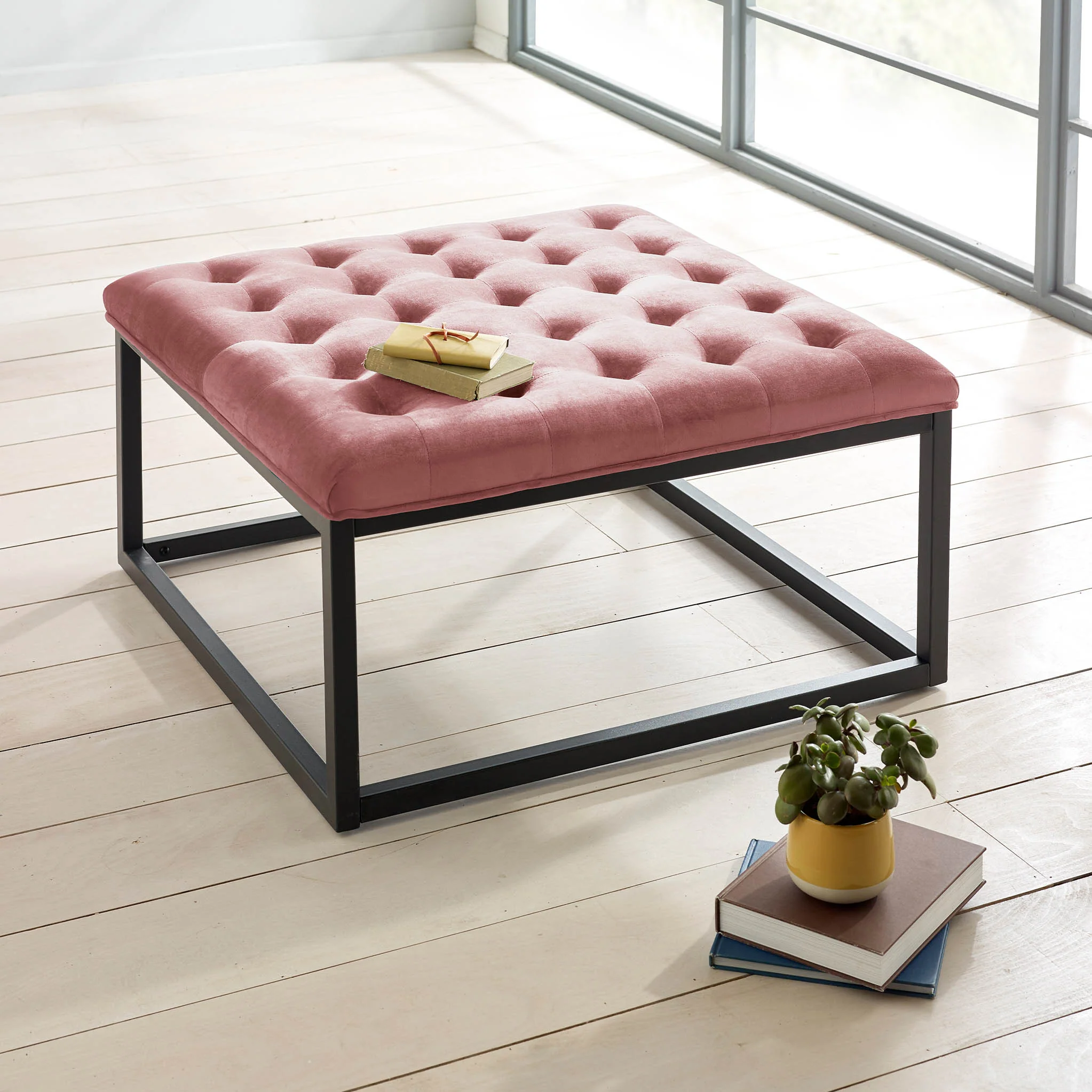 Adison Velvet Buttoned Footstool - Image 13