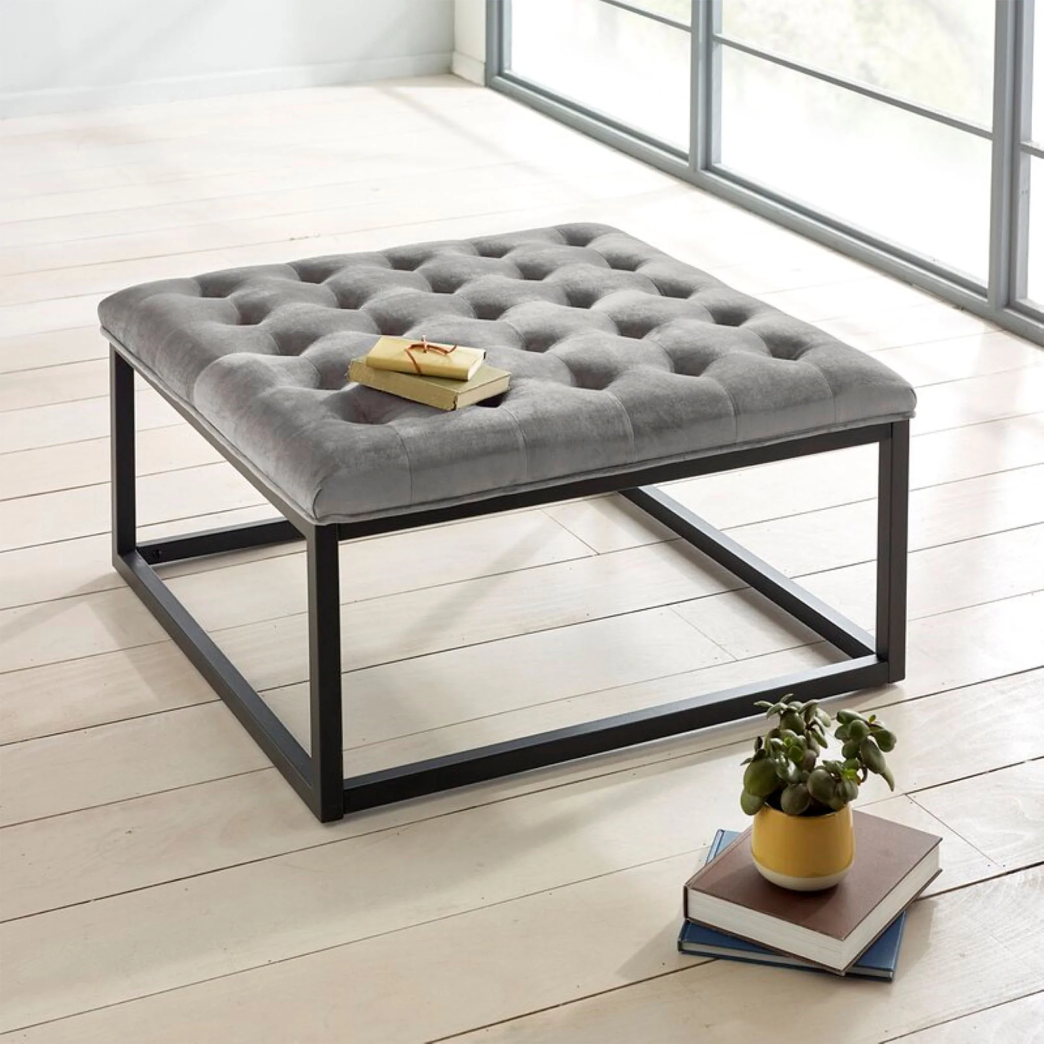 Adison Velvet Buttoned Footstool - Image 16