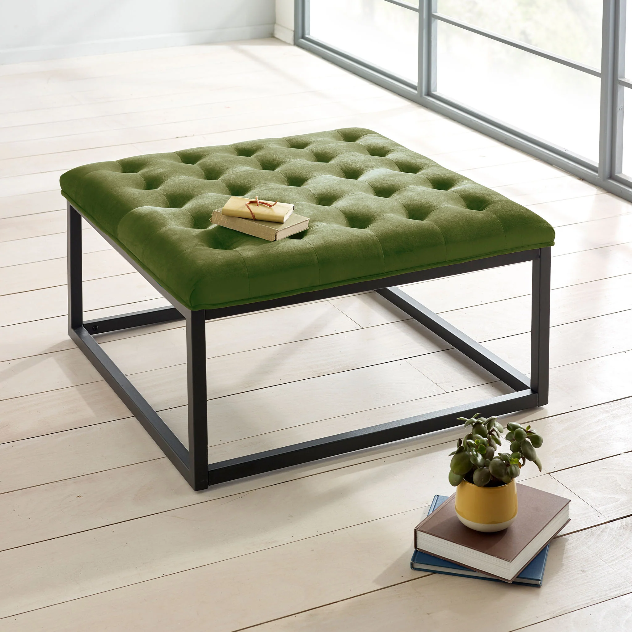 Adison Velvet Buttoned Footstool - Image 33
