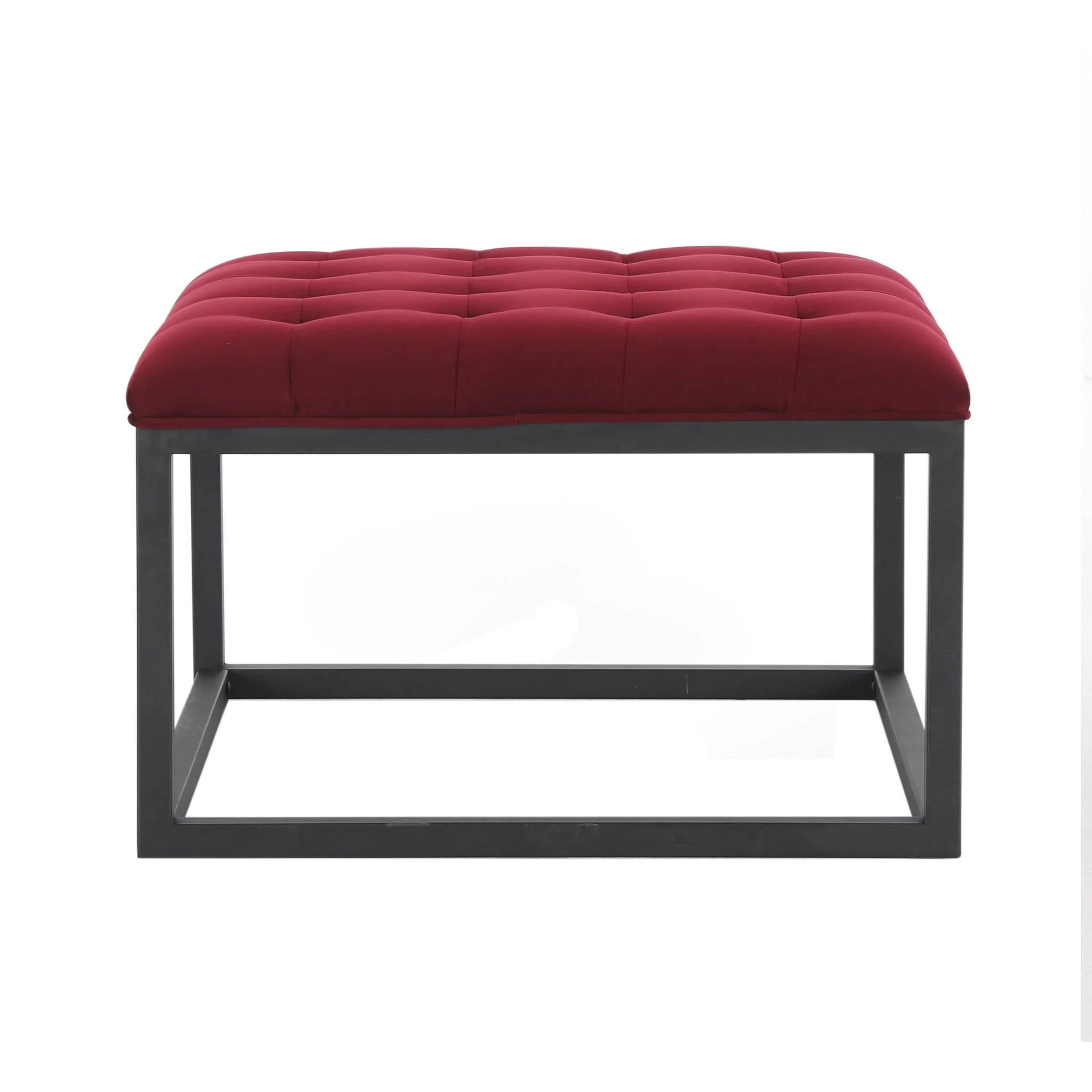 Adison Velvet Buttoned Small Footstool - Image 3