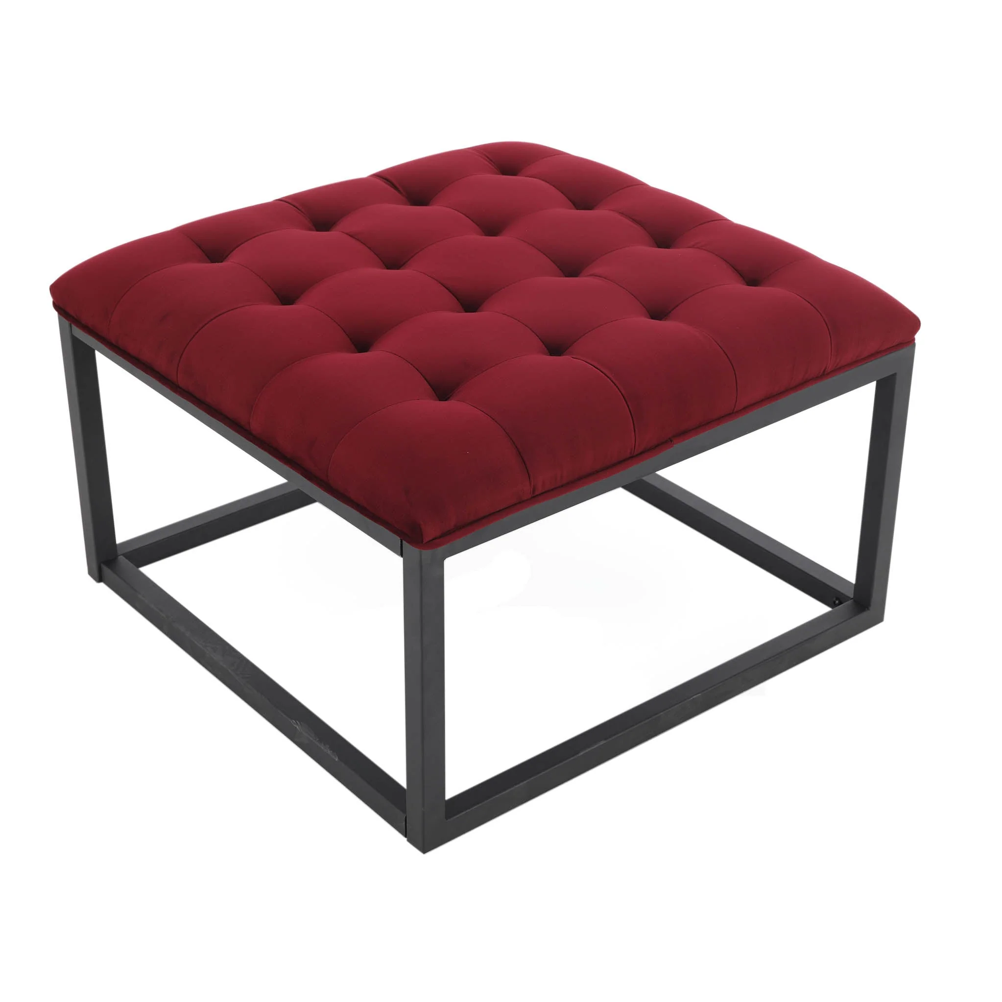 Adison Velvet Buttoned Small Footstool - Image 4