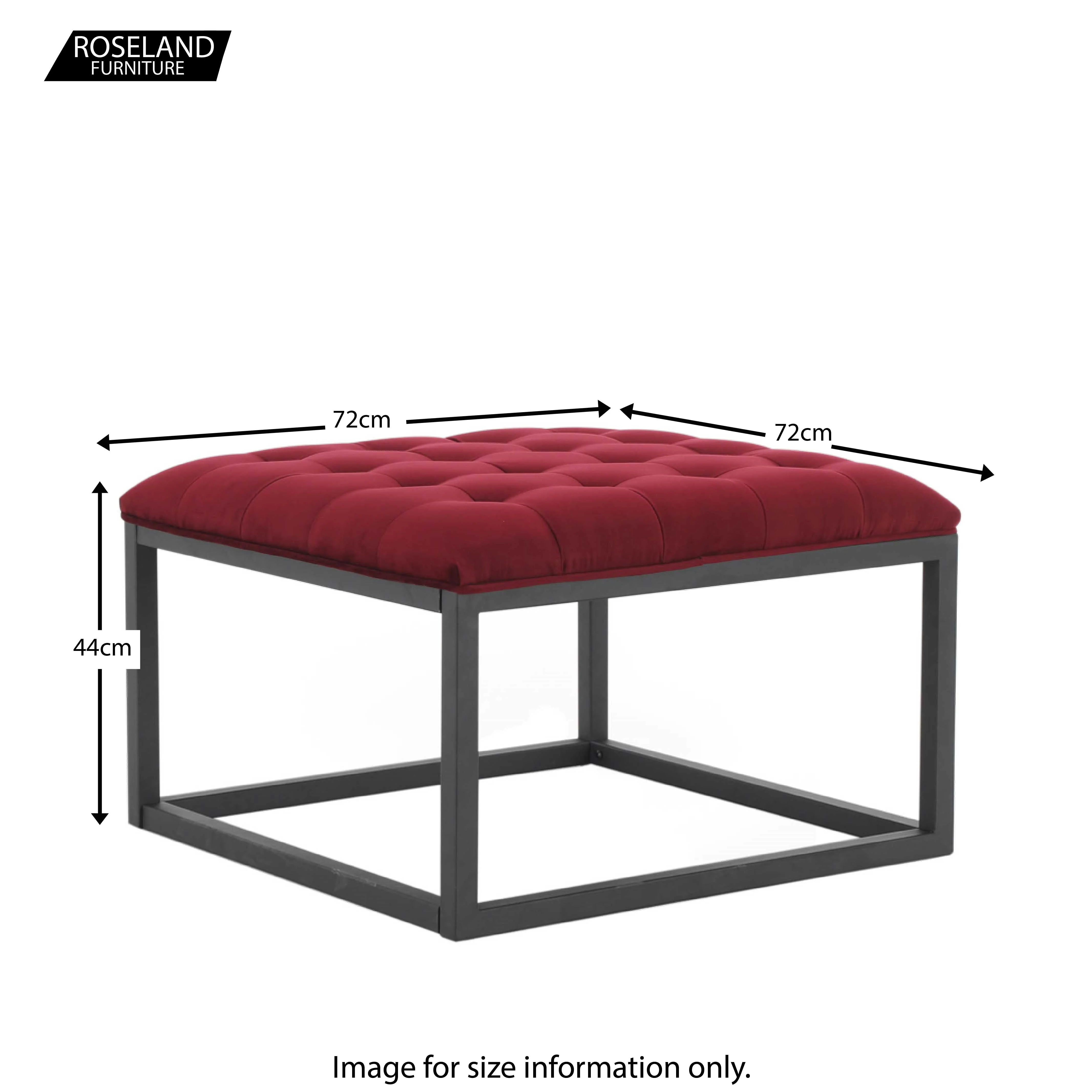 Adison Velvet Buttoned Small Footstool - Image 5