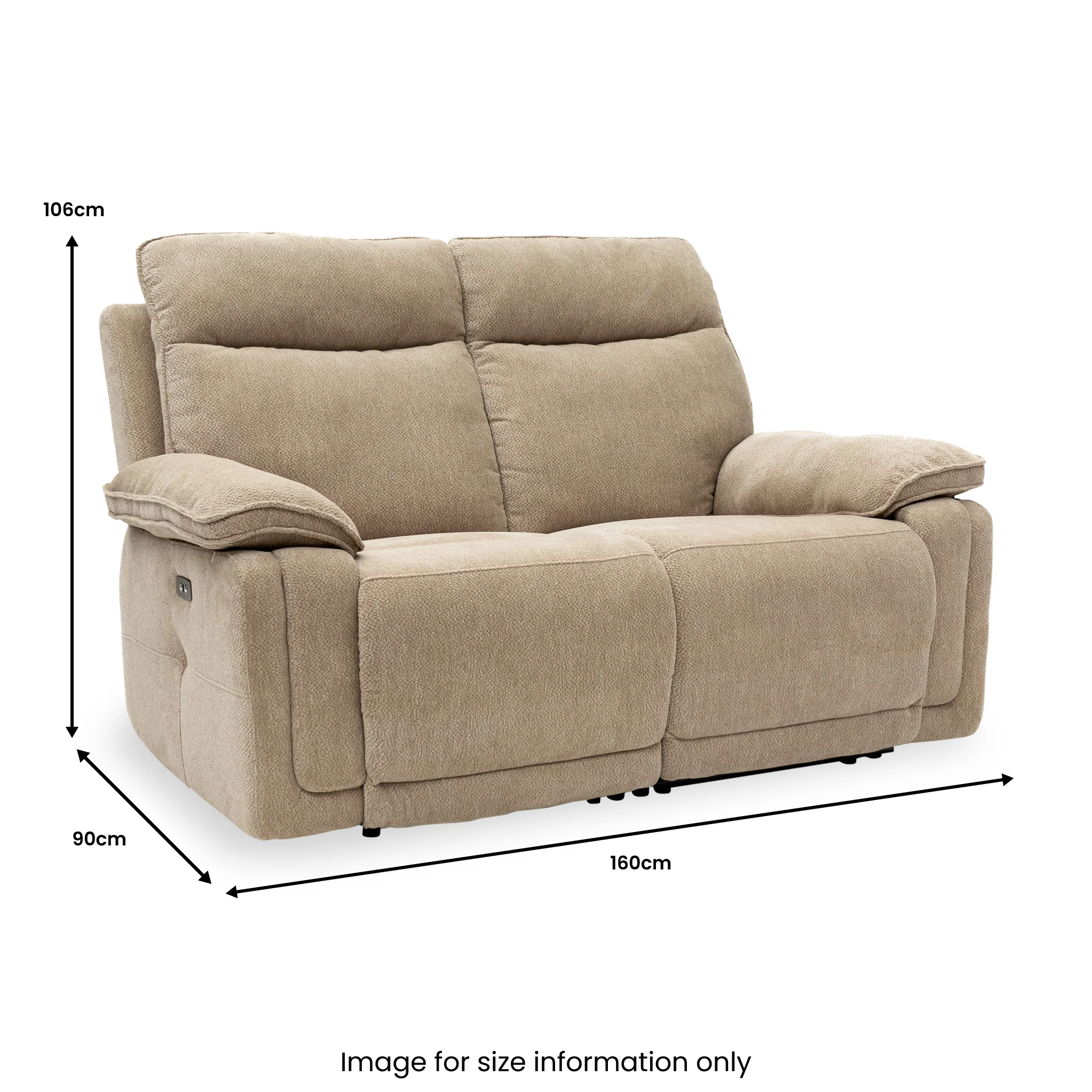 Adrian Soft Touch Fabric 2 Seater Power Recliner Sofa - Image 12