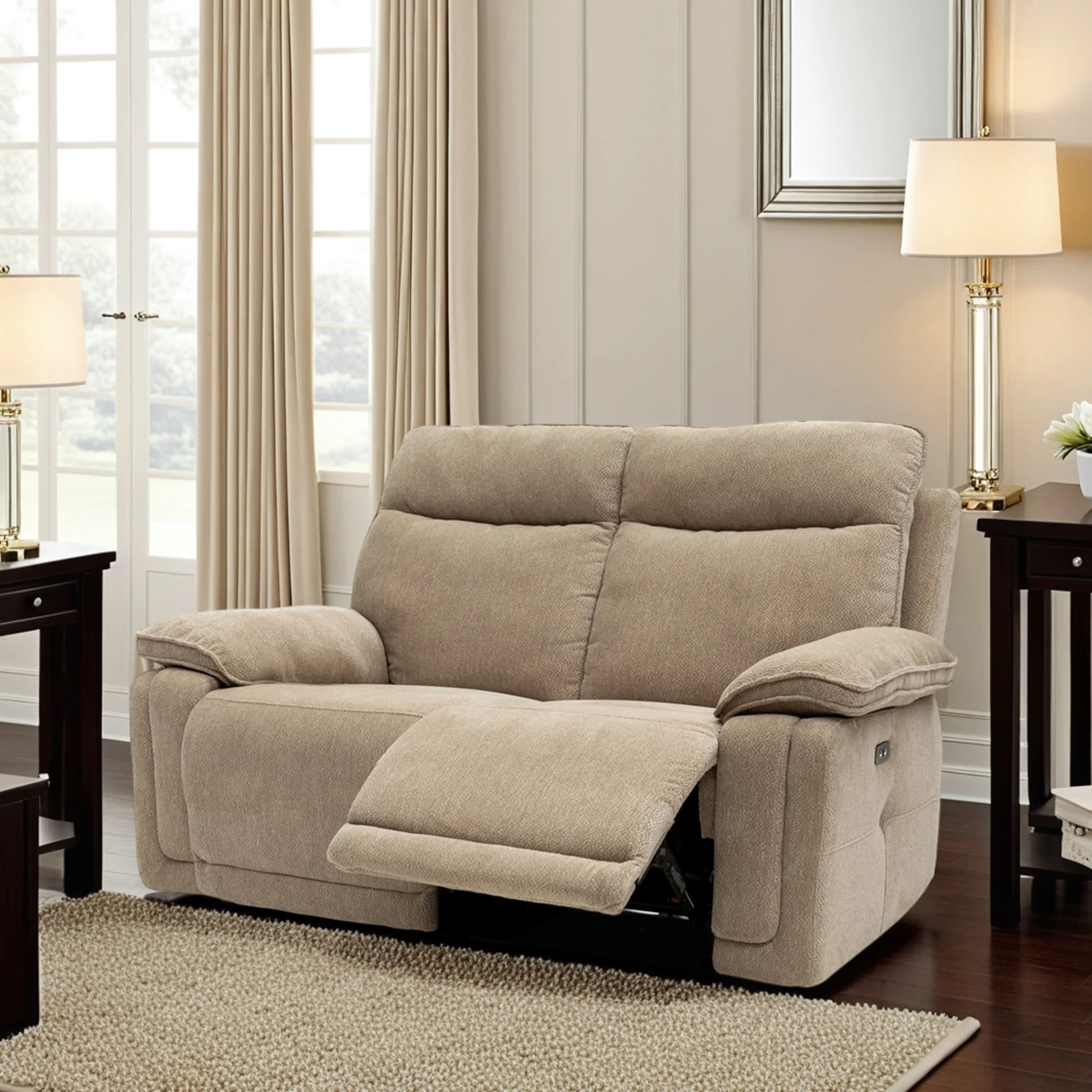 Adrian Soft Touch Fabric 2 Seater Power Recliner Sofa - Image 2