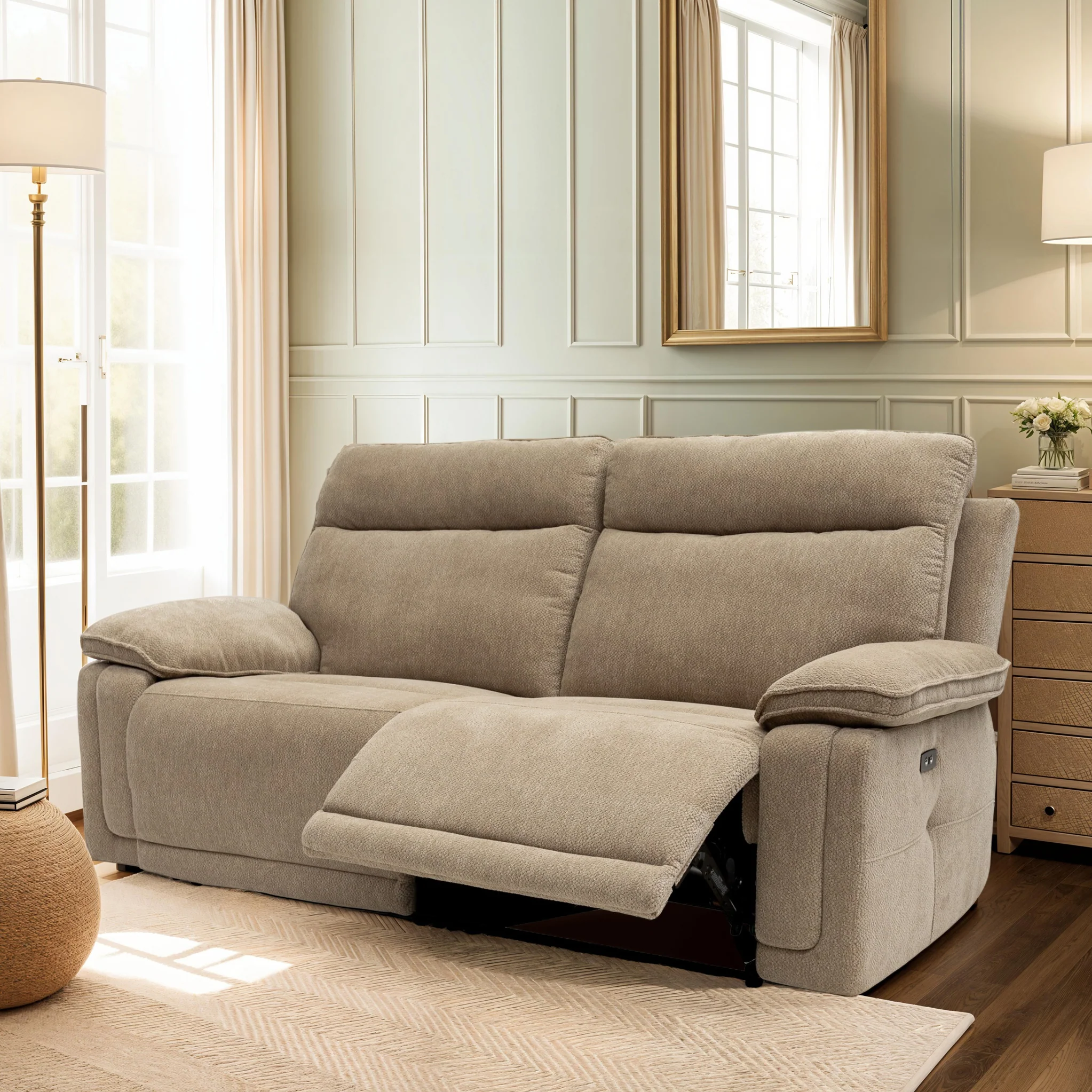 Adrian Soft Touch Fabric 3 Seater Power Recliner Sofa - Image 2