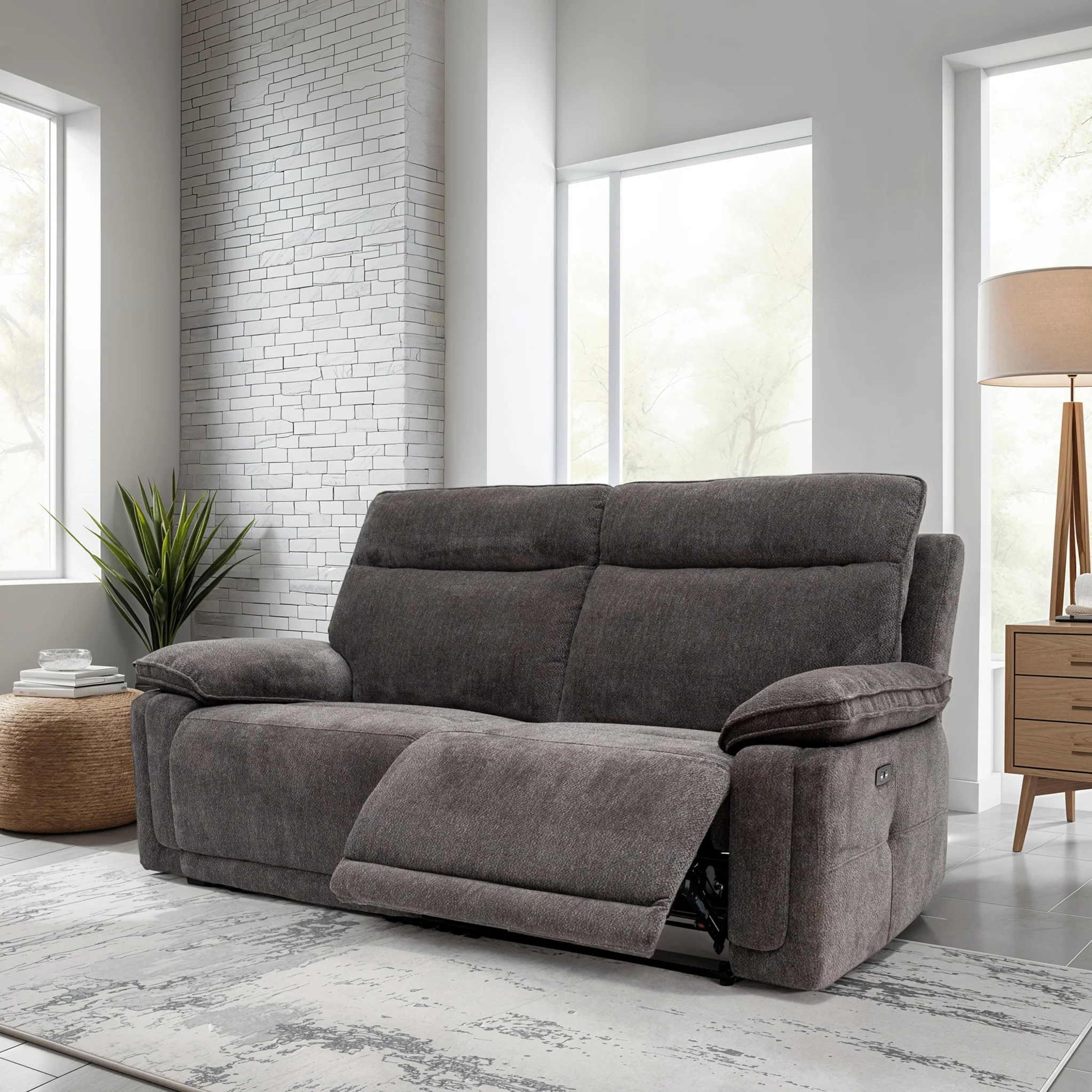 Adrian Soft Touch Fabric 3 Seater Power Recliner Sofa - Image 9