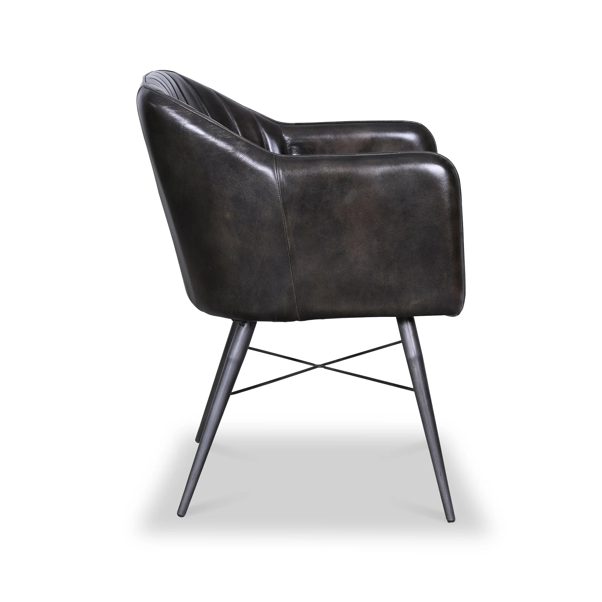 Aitor Leather Armchair with Pleated Back - Image 5