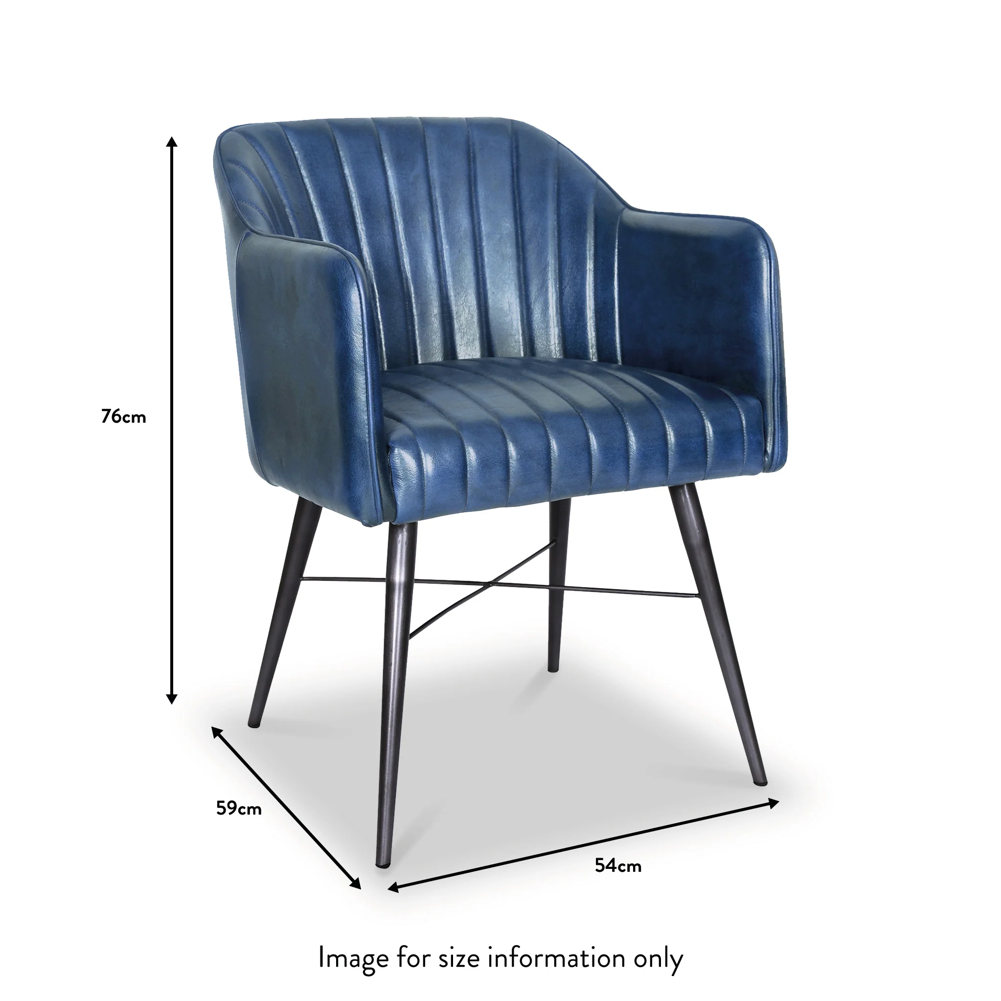 Aitor Leather Armchair with Pleated Back - Image 6