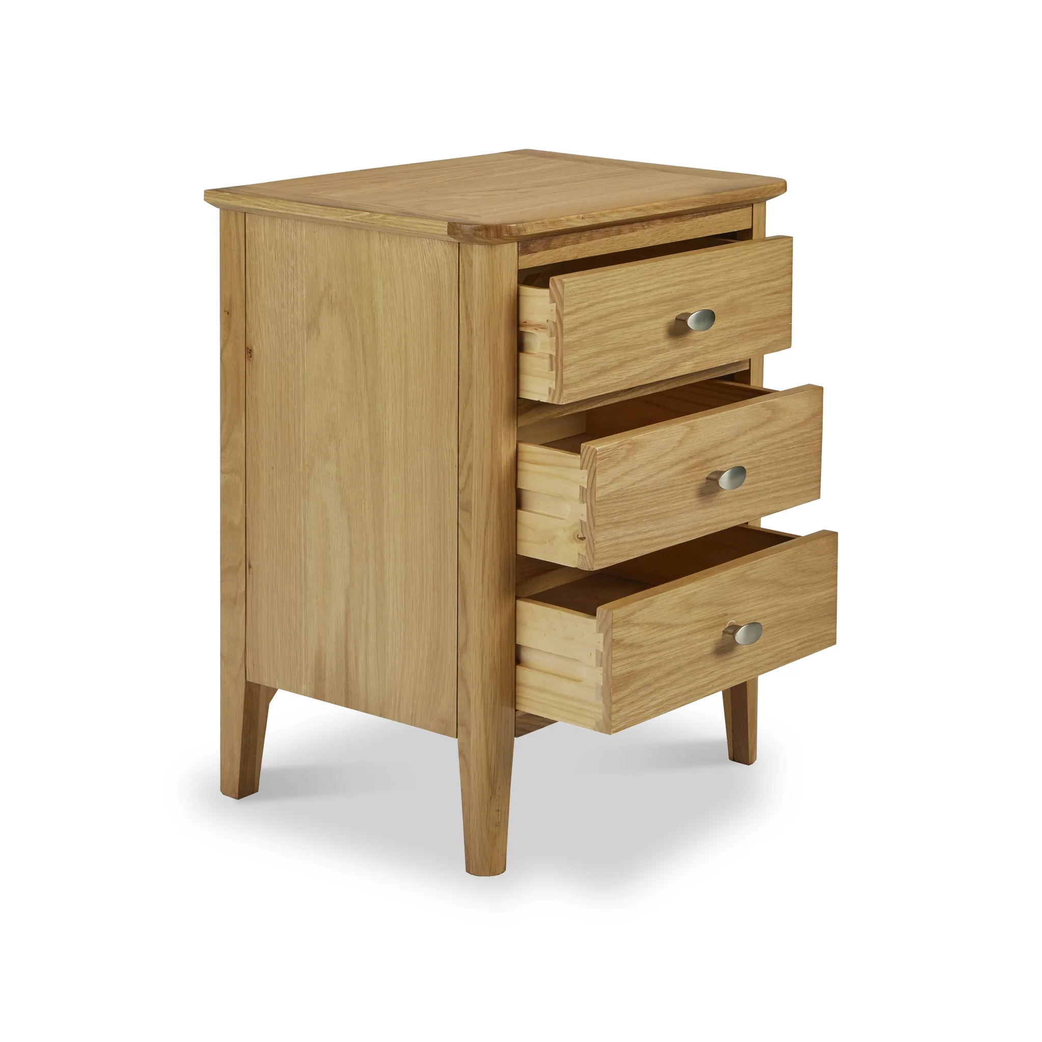 Alba Oak 3 Drawer Bedside Table - Image 5
