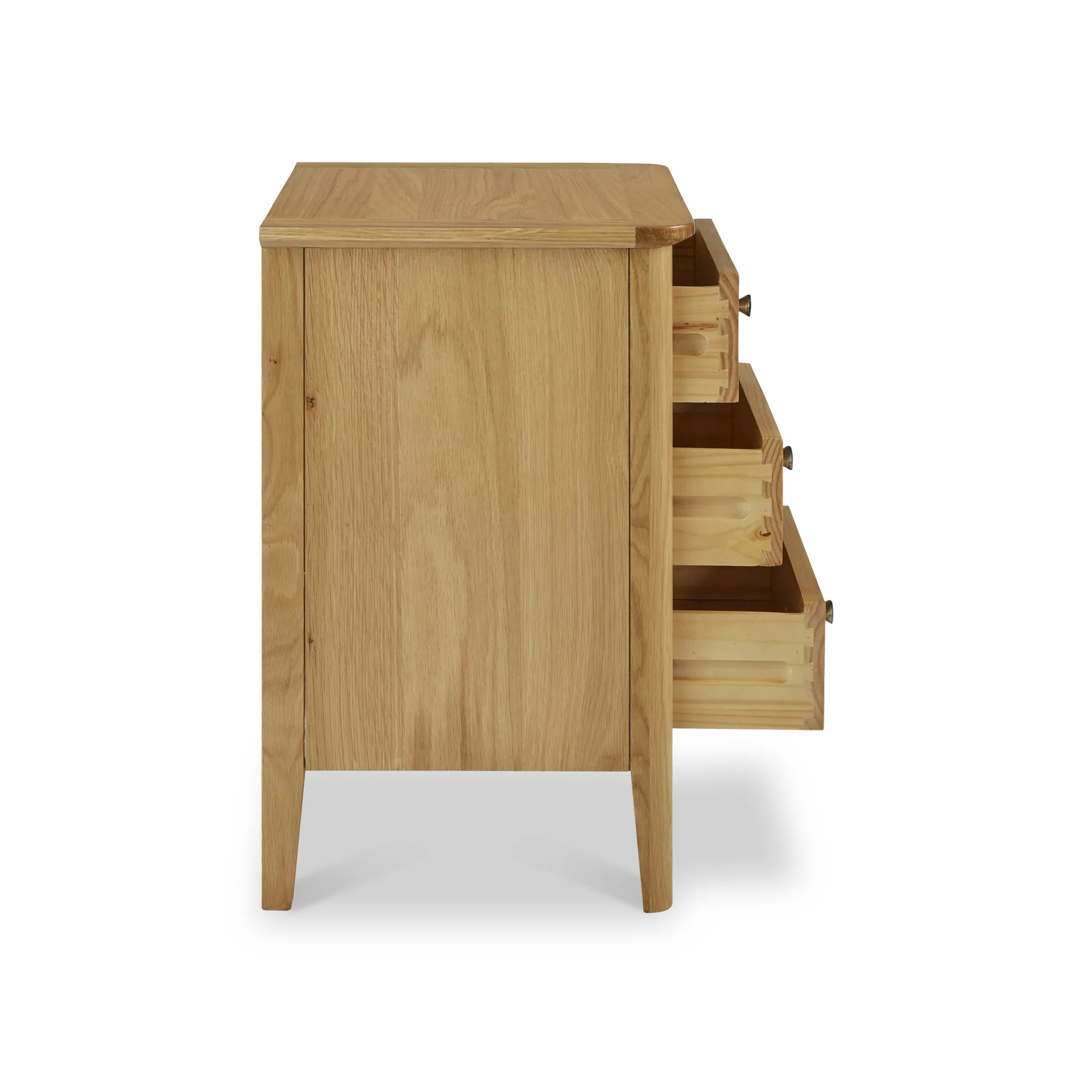 Alba Oak 3 Drawer Bedside Table - Image 7