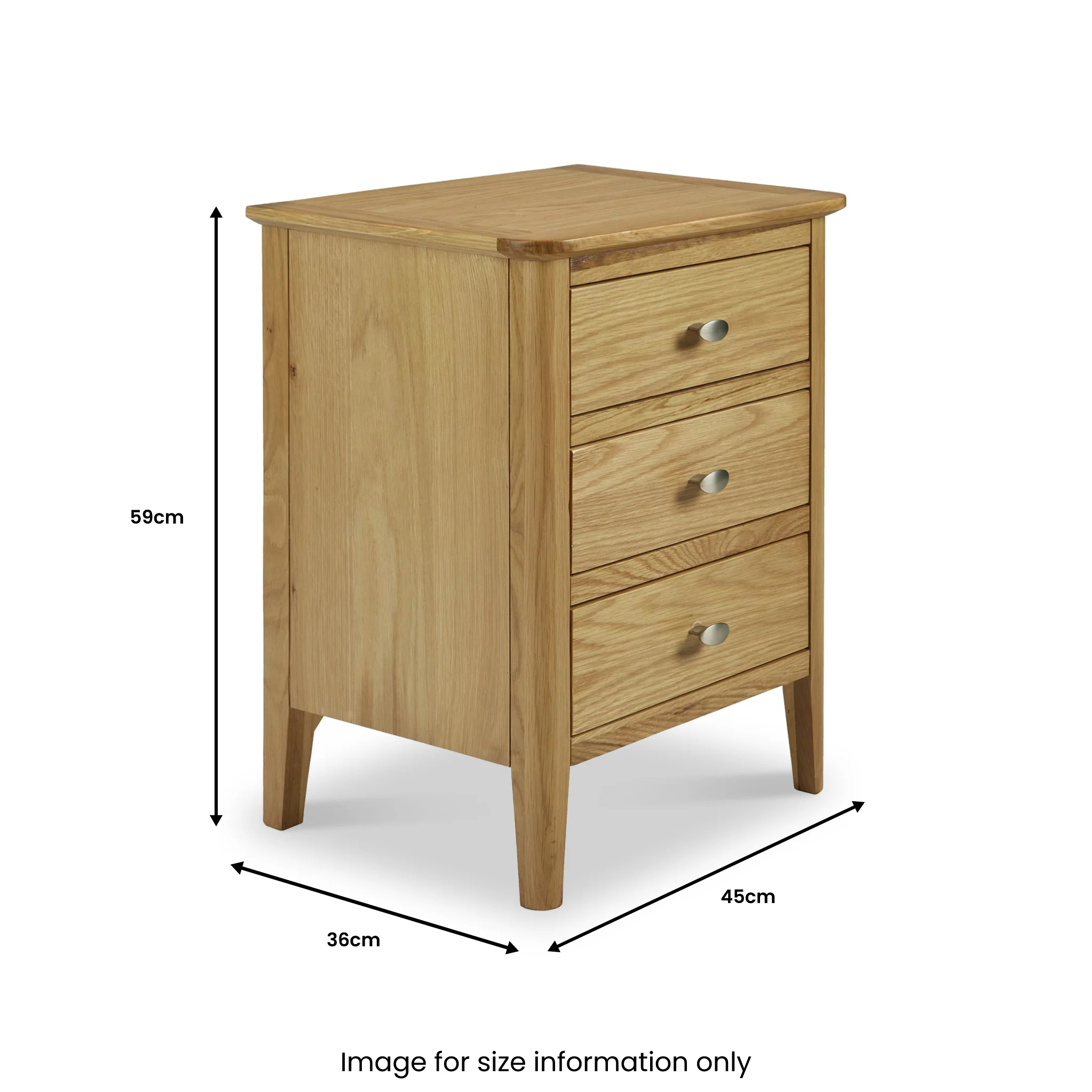 Alba Oak 3 Drawer Bedside Table - Image 8