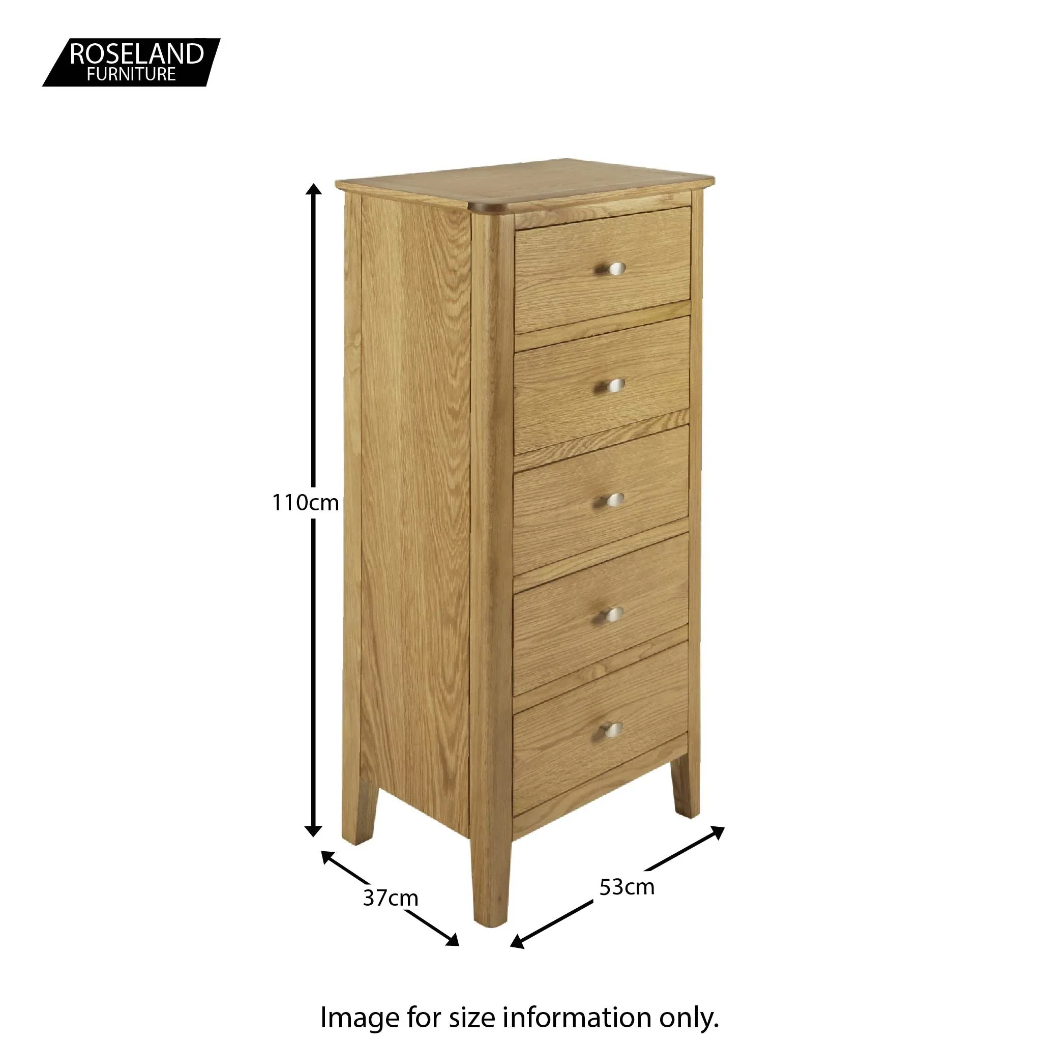 Alba Oak 5 Drawer Tallboy - Image 10