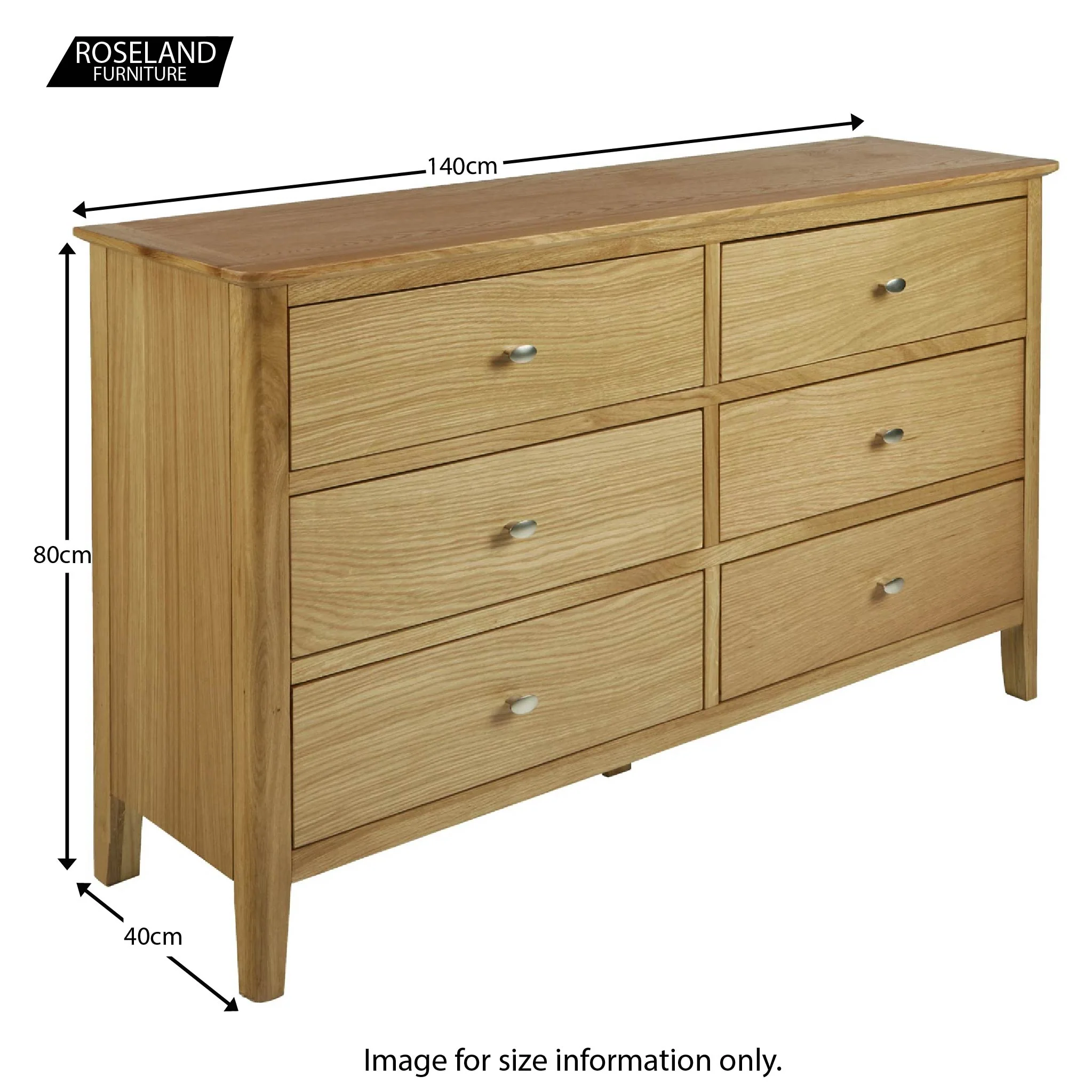 Alba Oak 6 Drawer Chest - Image 11