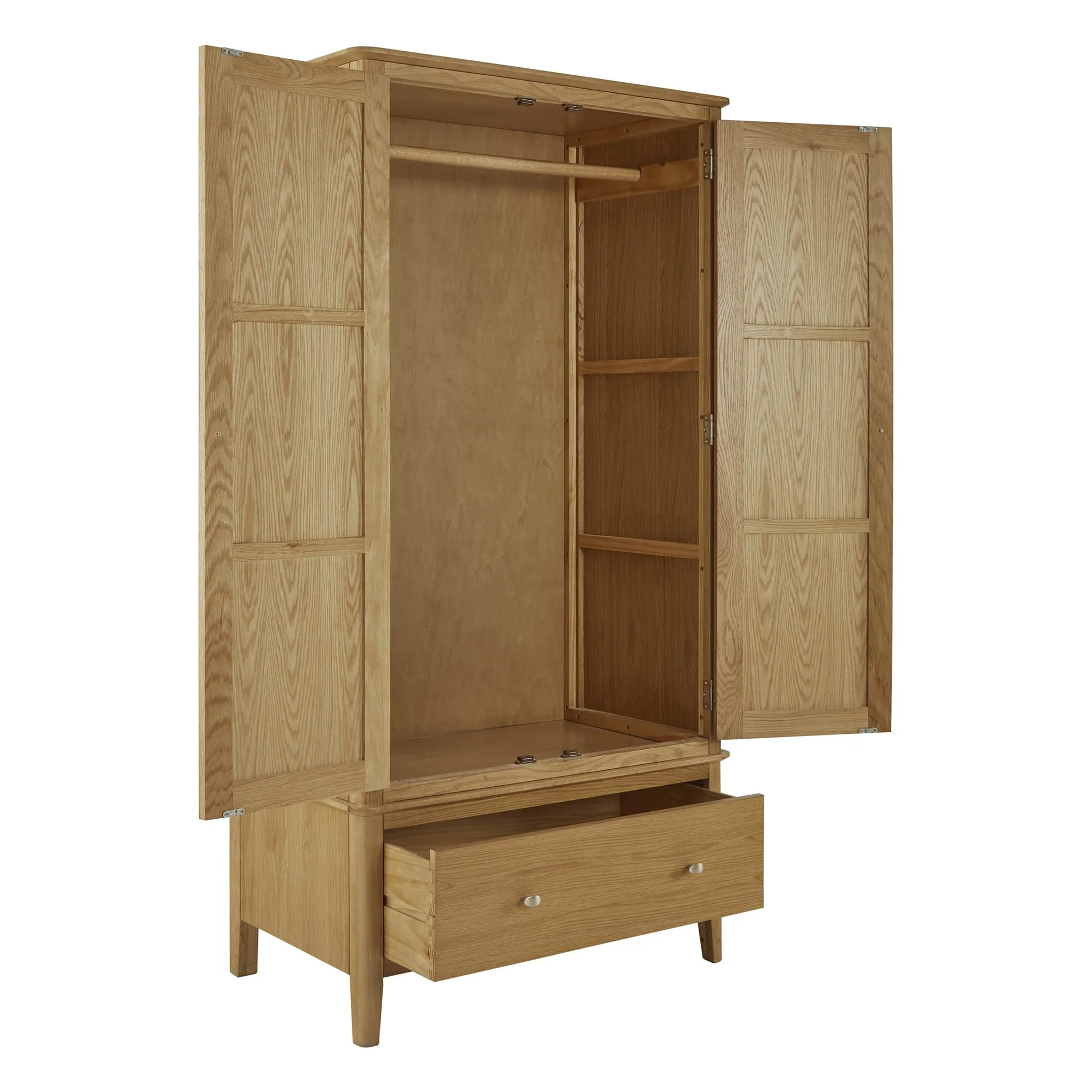 Alba Oak Double Wardrobe with Drawer - Image 3