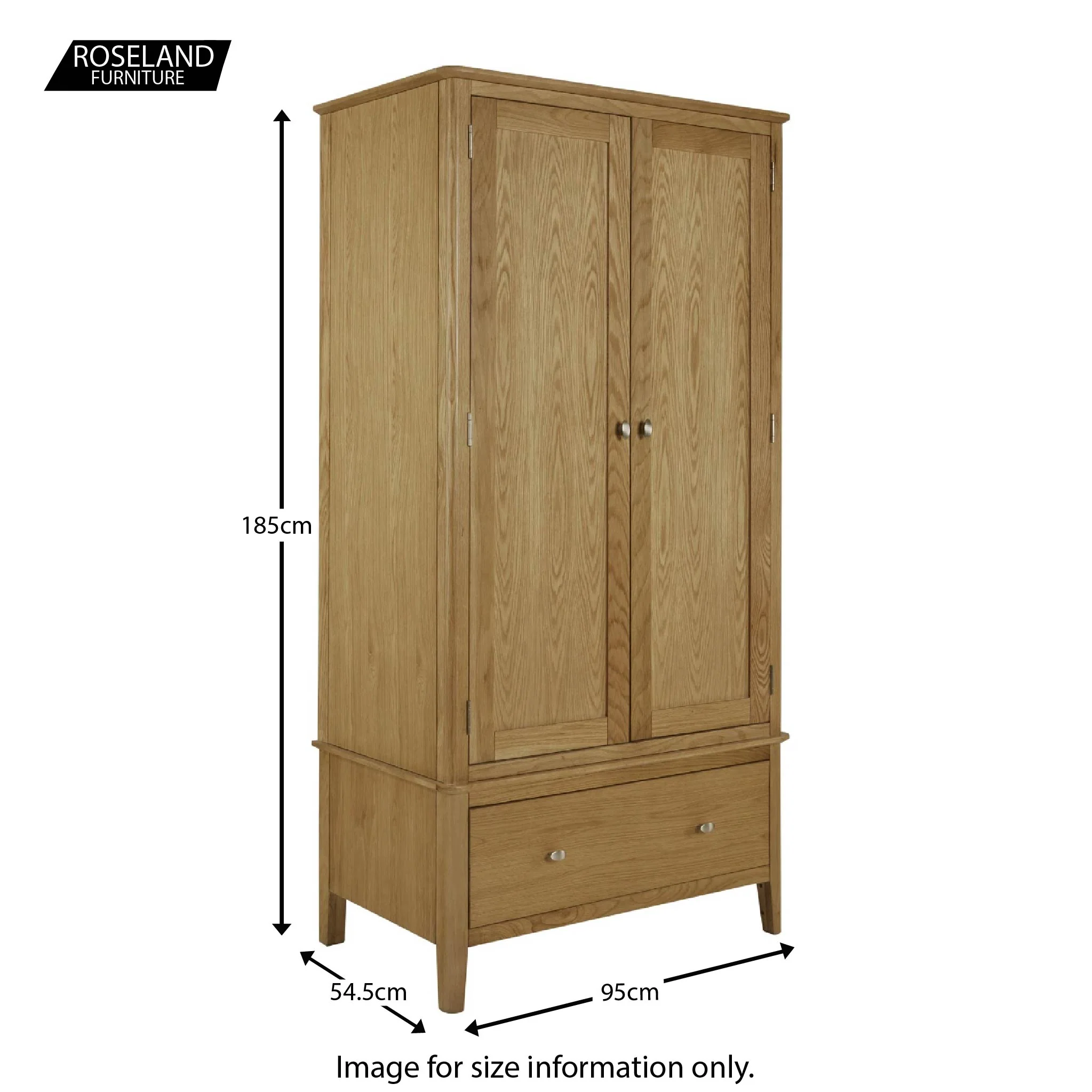 Alba Oak Double Wardrobe with Drawer - Image 6