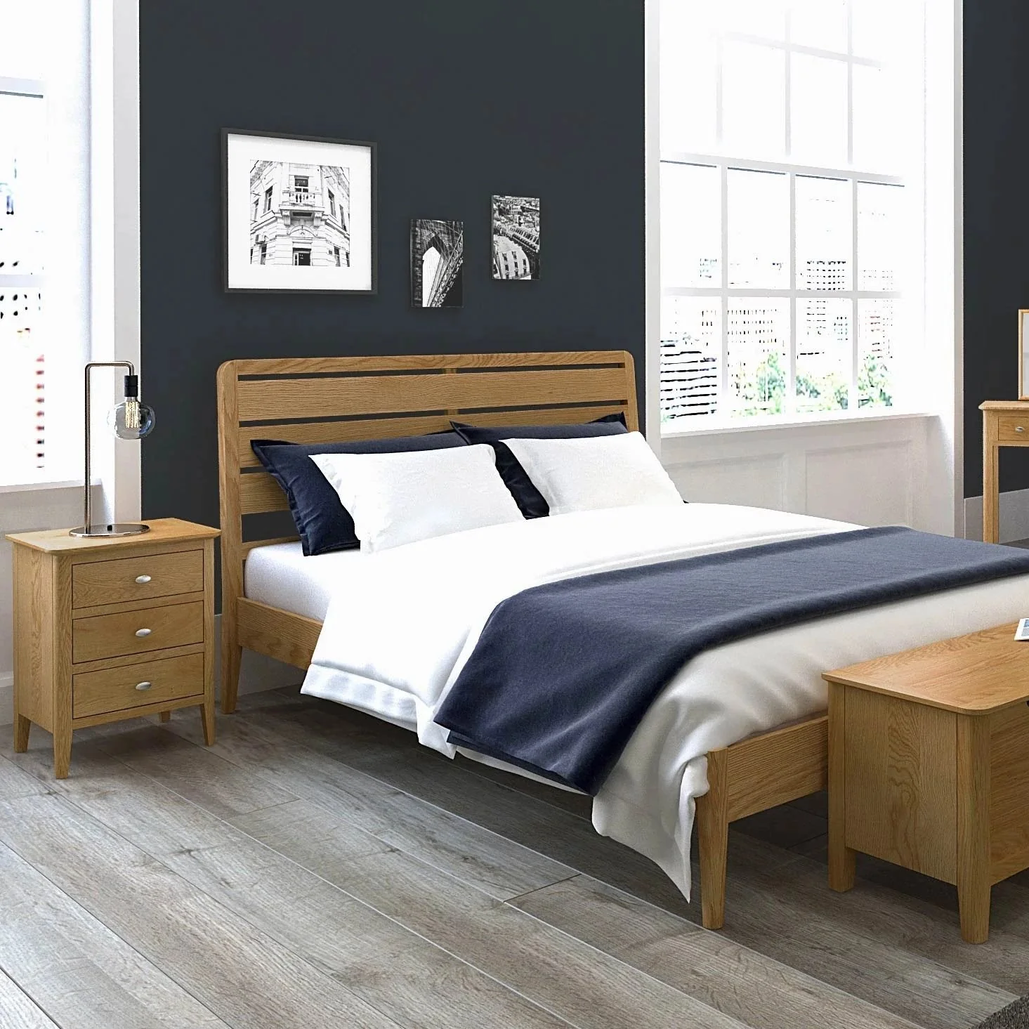 Alba Oak Narrow Bedside Table - Image 2
