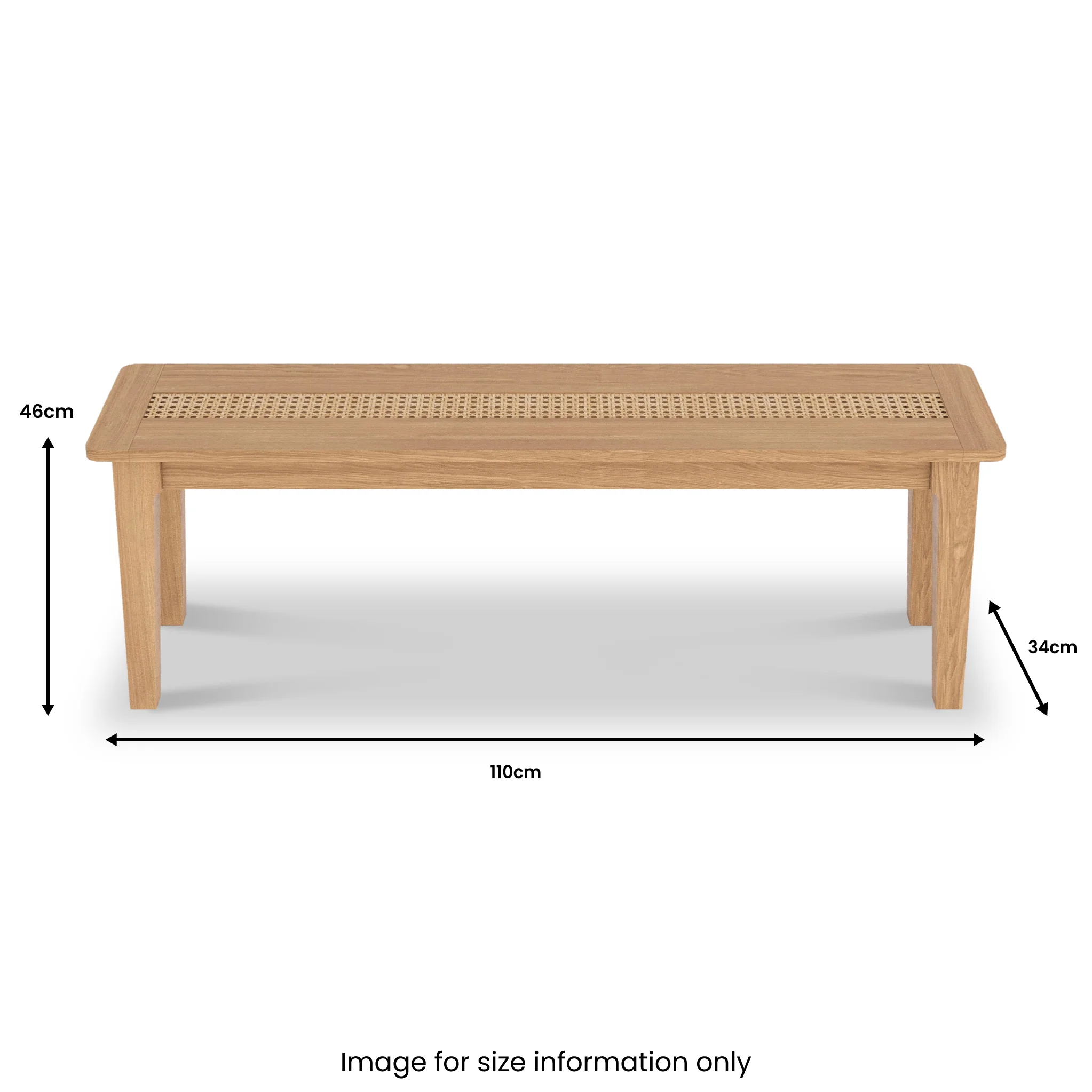 Albany Oak & Rattan 110cm Dining Bench - Image 10