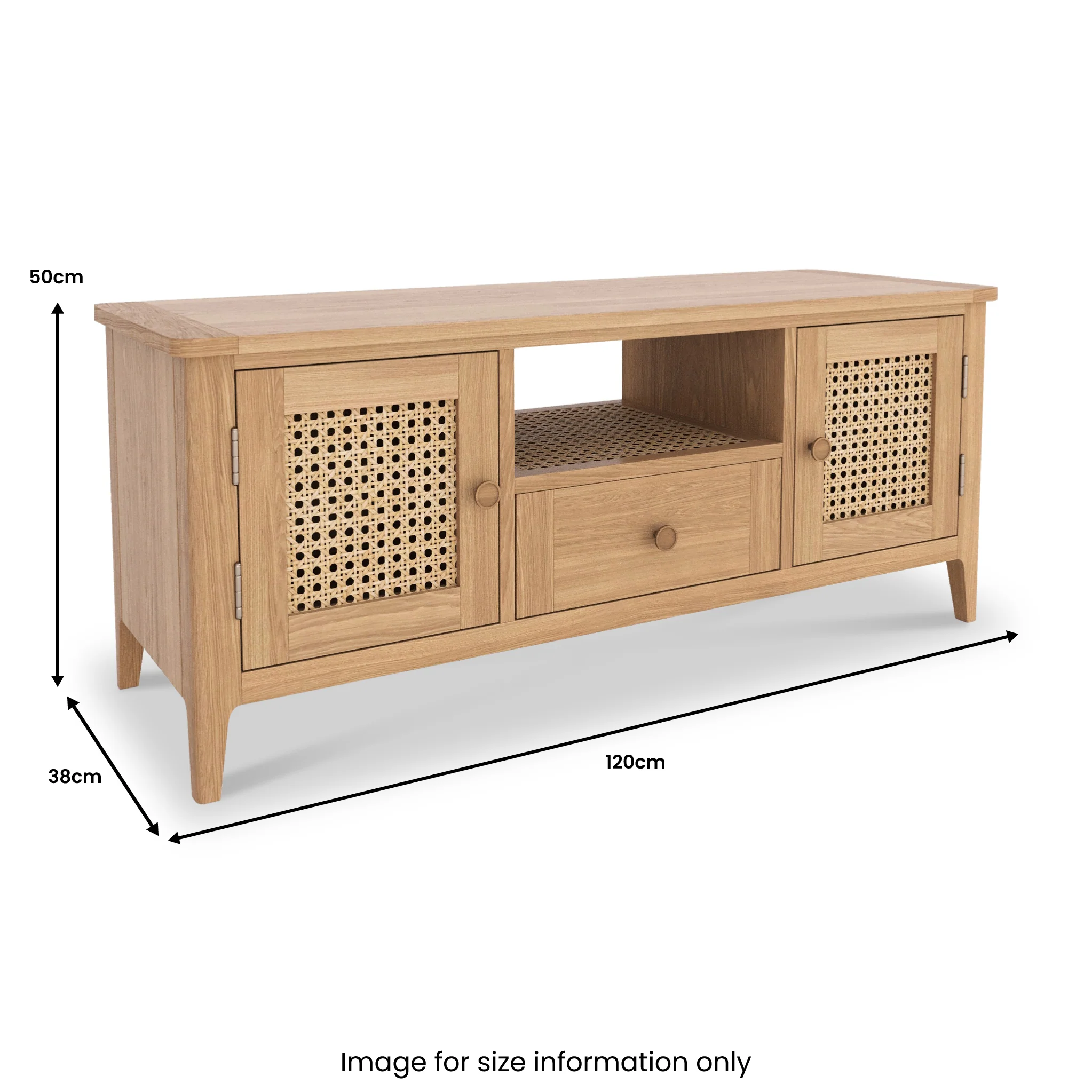 Albany Oak & Rattan 120cm TV Unit - Image 8
