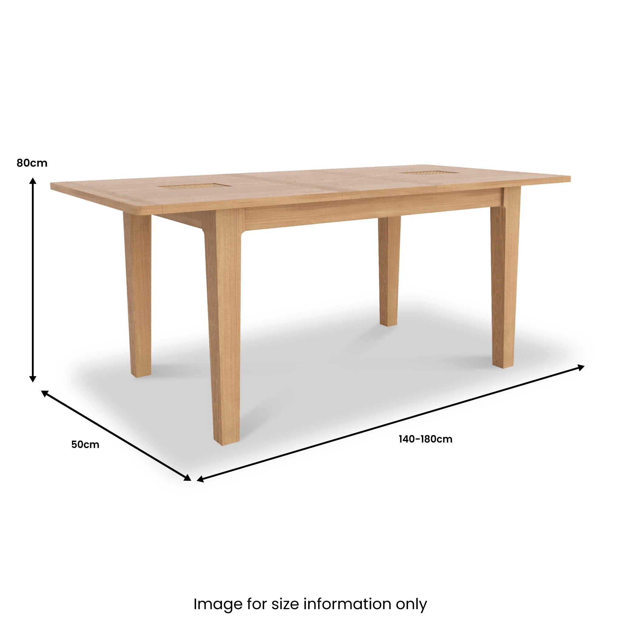 Albany Oak & Rattan 140-180cm Extending Dining Table - Image 11