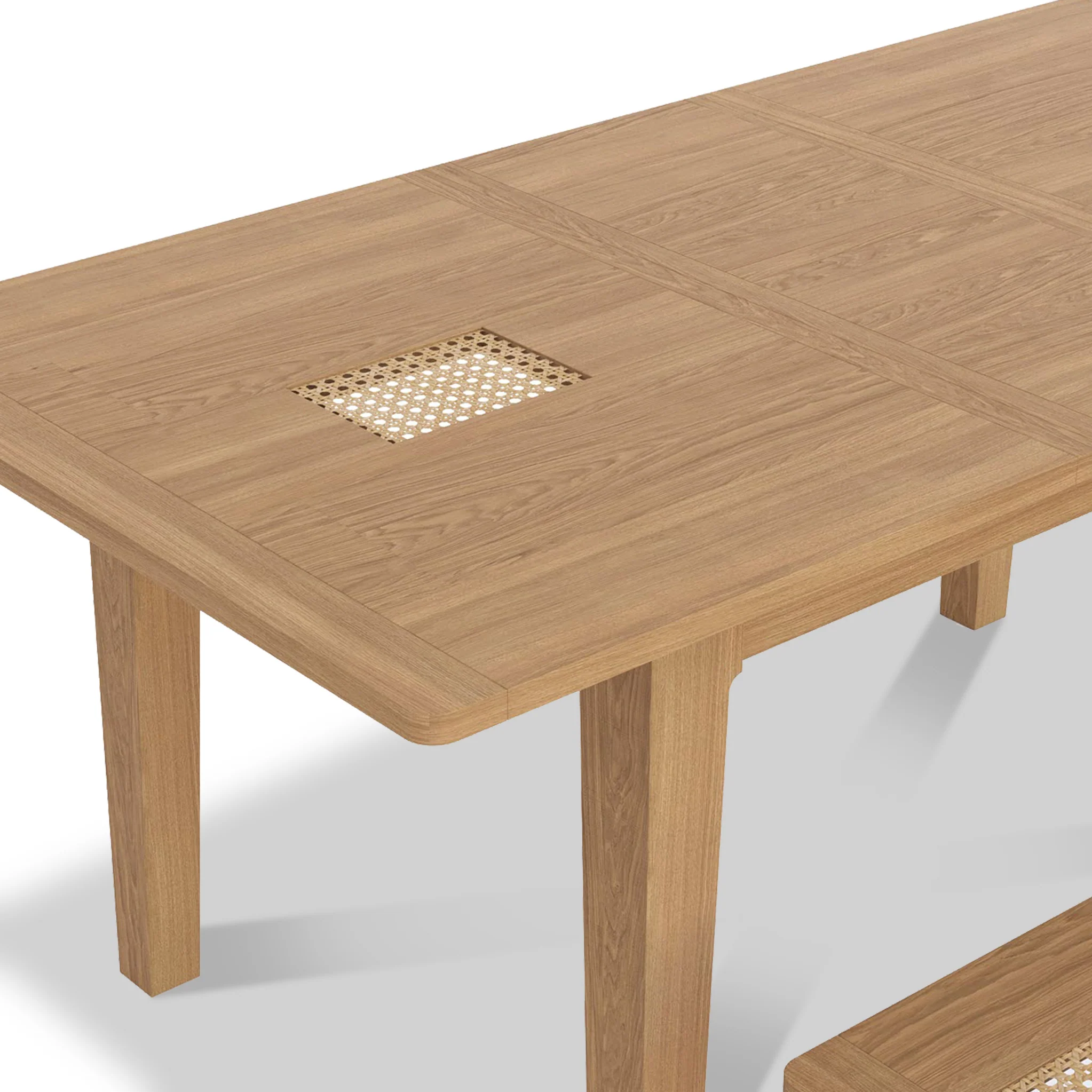Albany Oak & Rattan 140-180cm Extending Dining Table - Image 3