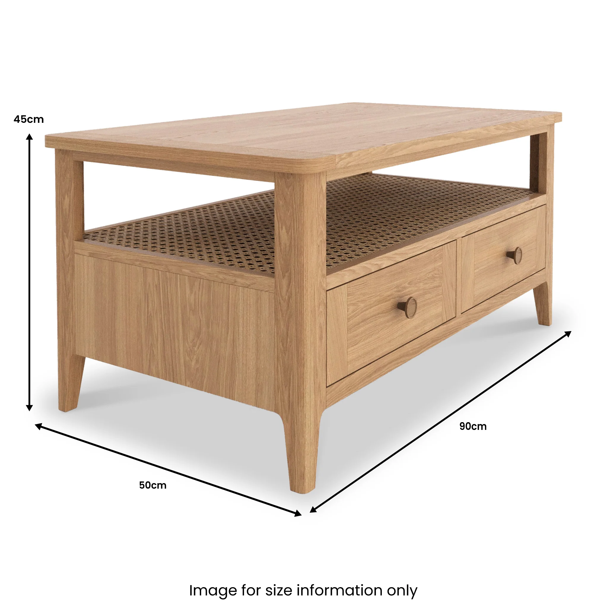 Albany Oak & Rattan 2 Drawer Coffee Table - Image 10