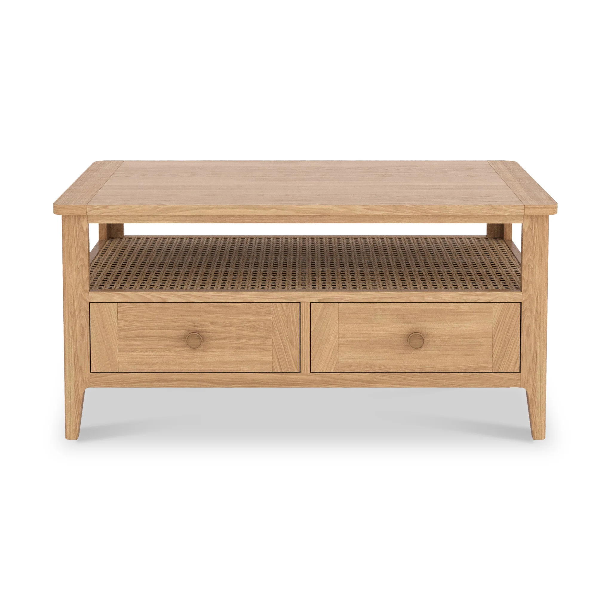 Albany Oak & Rattan 2 Drawer Coffee Table - Image 3
