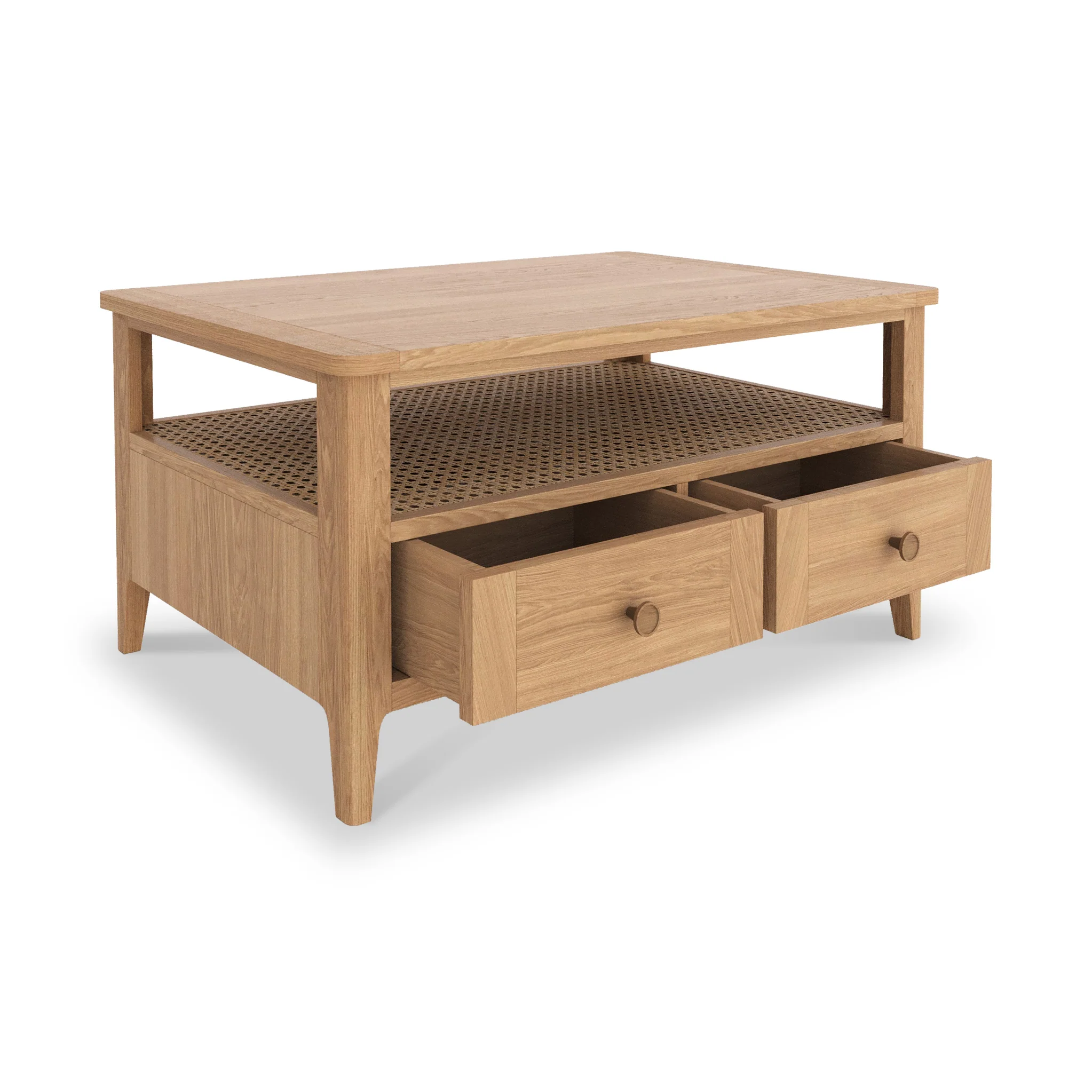 Albany Oak & Rattan 2 Drawer Coffee Table - Image 4