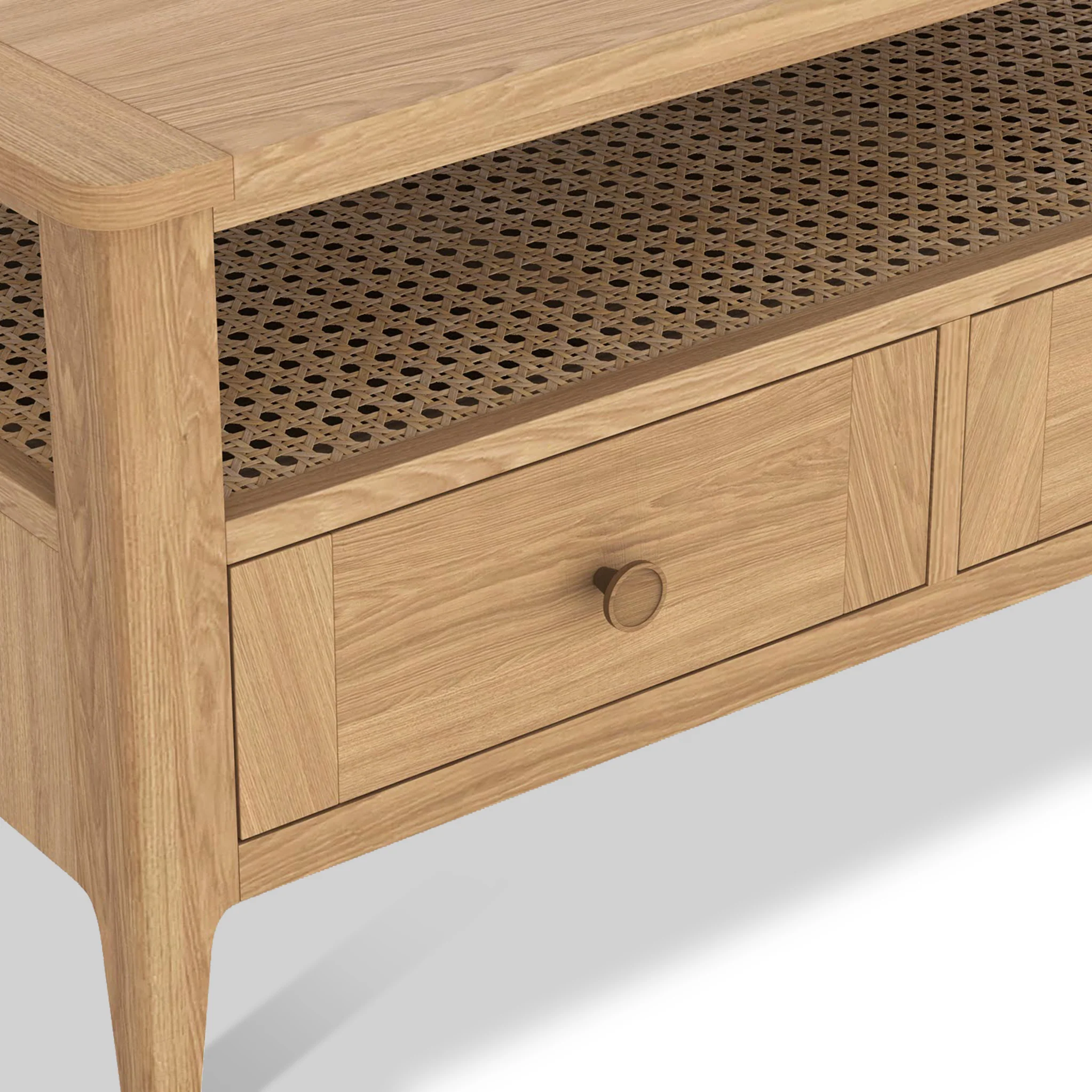 Albany Oak & Rattan 2 Drawer Coffee Table - Image 6