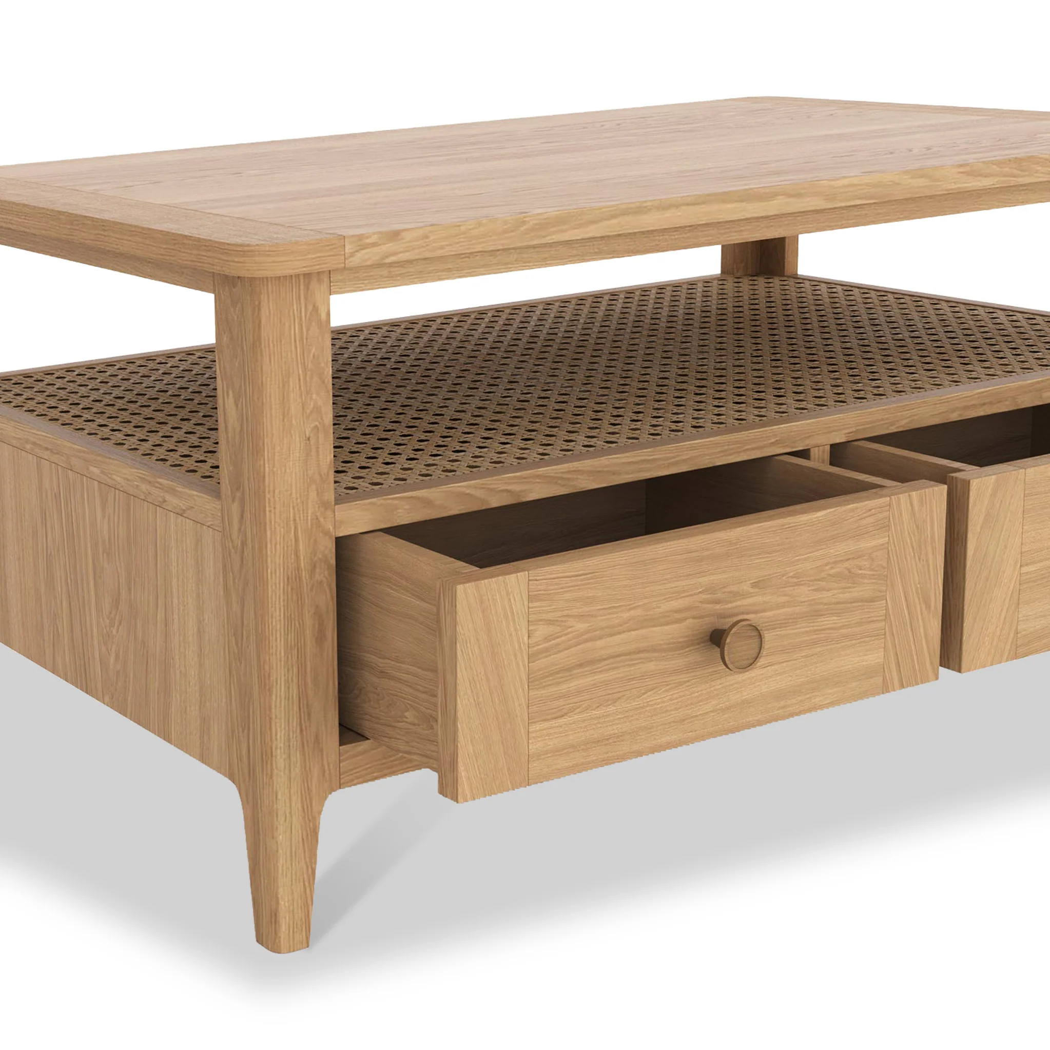 Albany Oak & Rattan 2 Drawer Coffee Table - Image 7