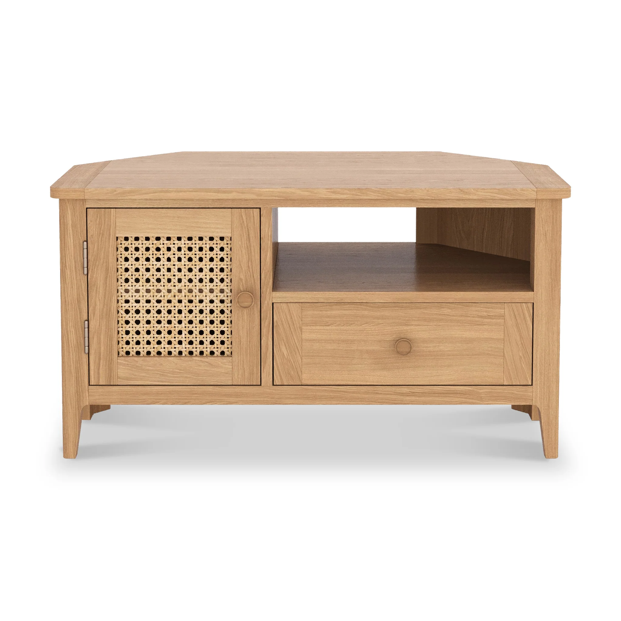 Albany Oak & Rattan 90cm Corner TV Unit - Image 3