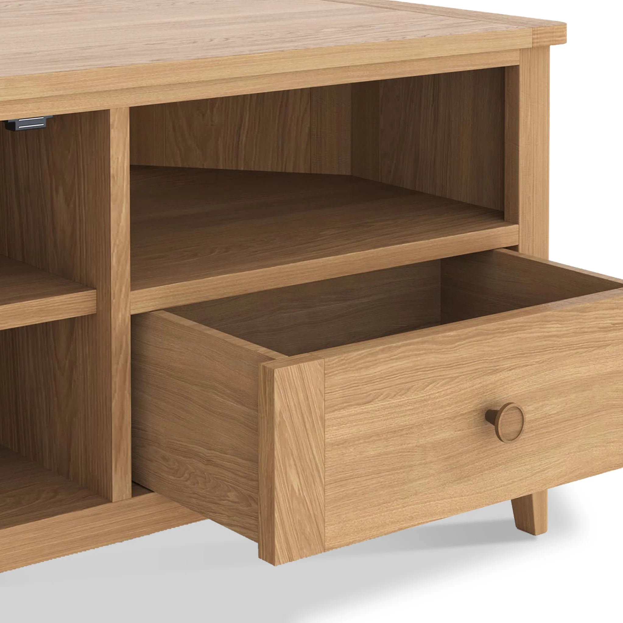 Albany Oak & Rattan 90cm Corner TV Unit - Image 5