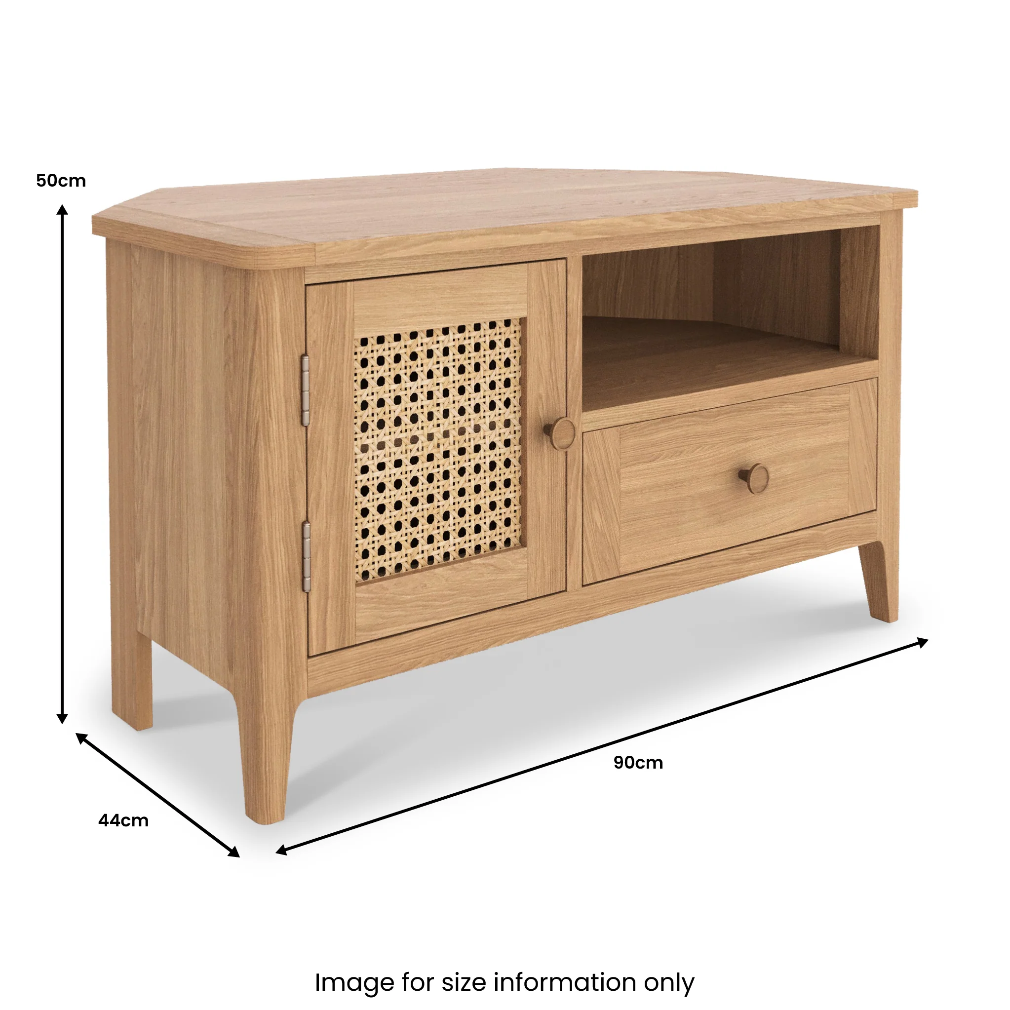 Albany Oak & Rattan 90cm Corner TV Unit - Image 8