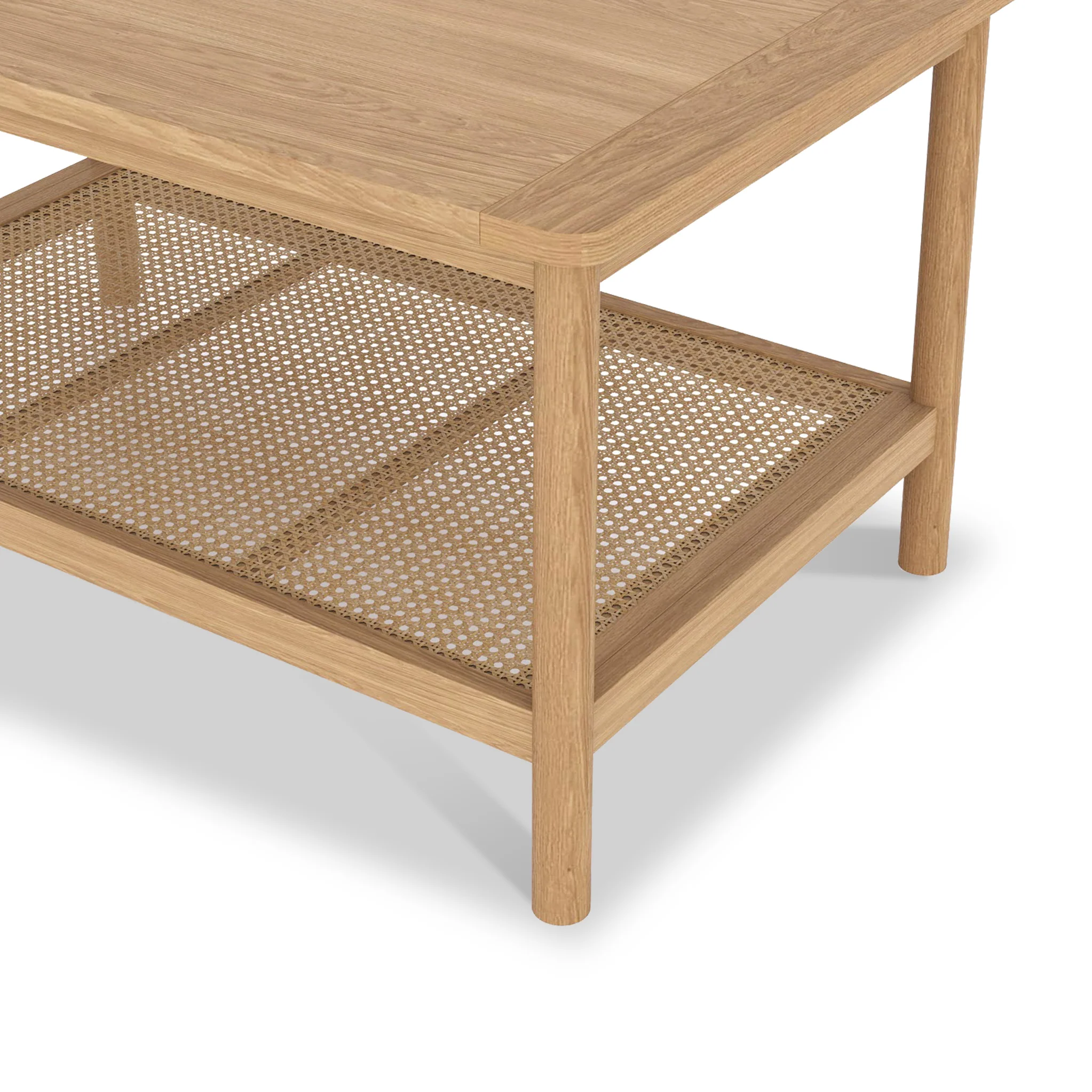 Albany Oak & Rattan Coffee Table with Shelf - Image 4