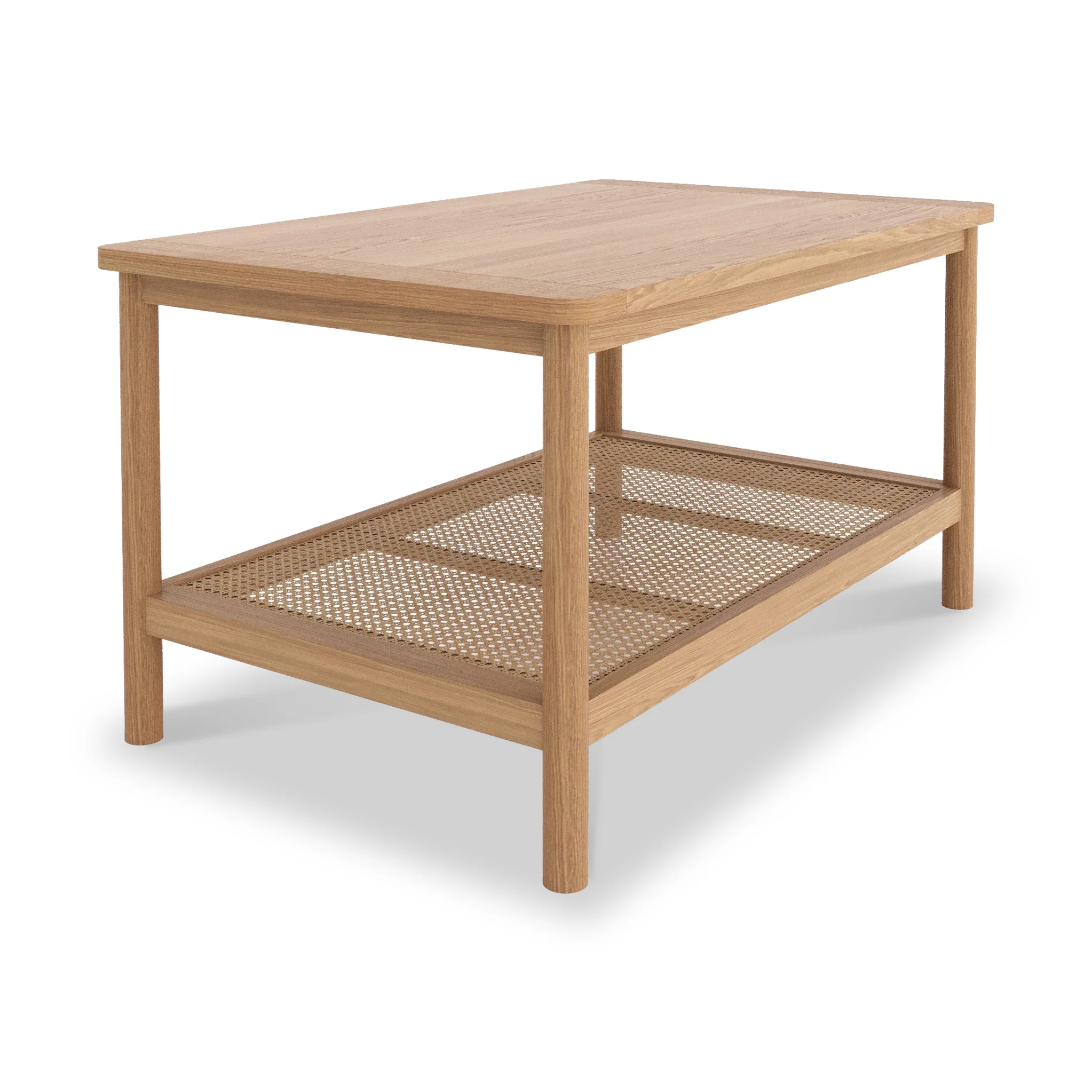 Albany Oak & Rattan Coffee Table with Shelf - Image 5