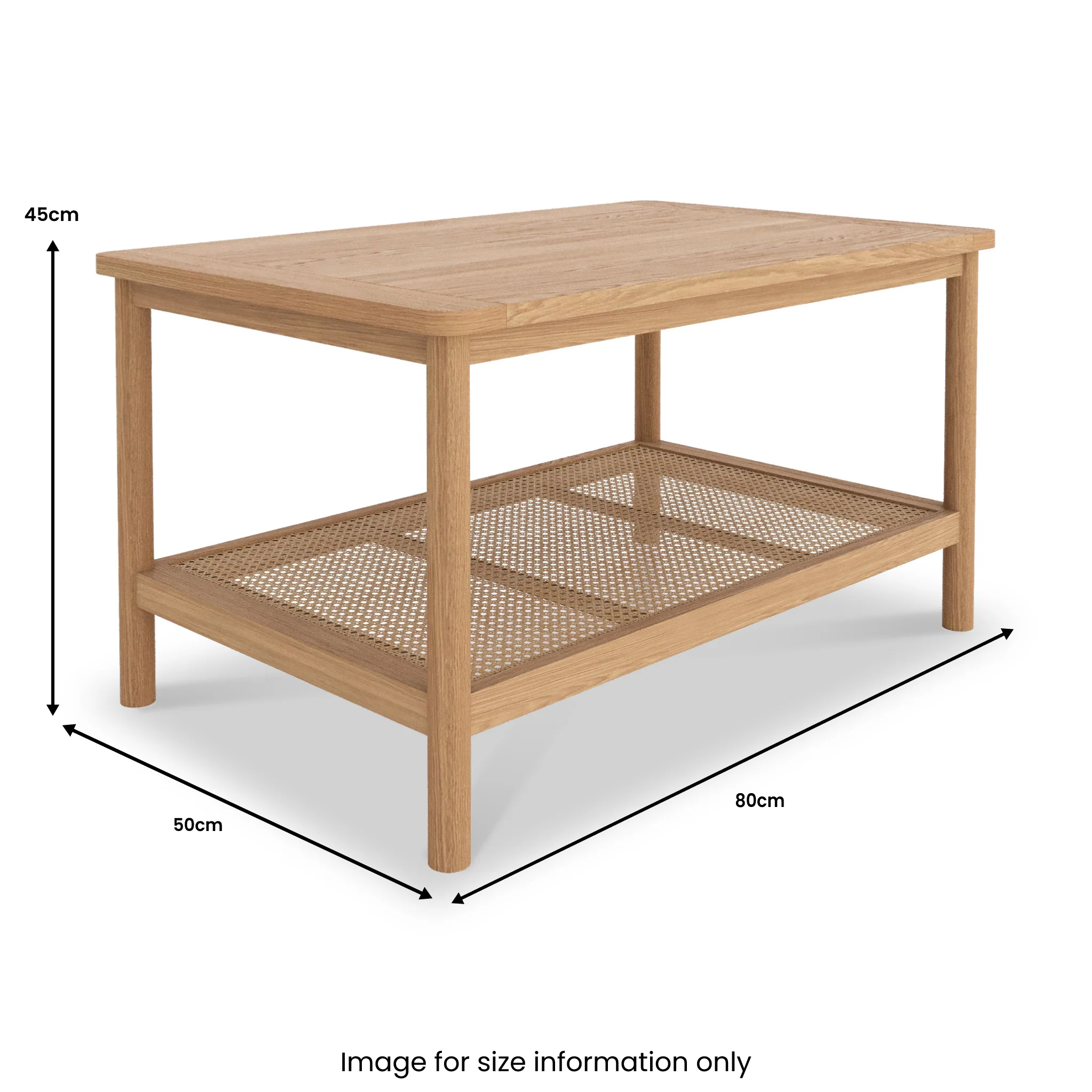 Albany Oak & Rattan Coffee Table with Shelf - Image 6