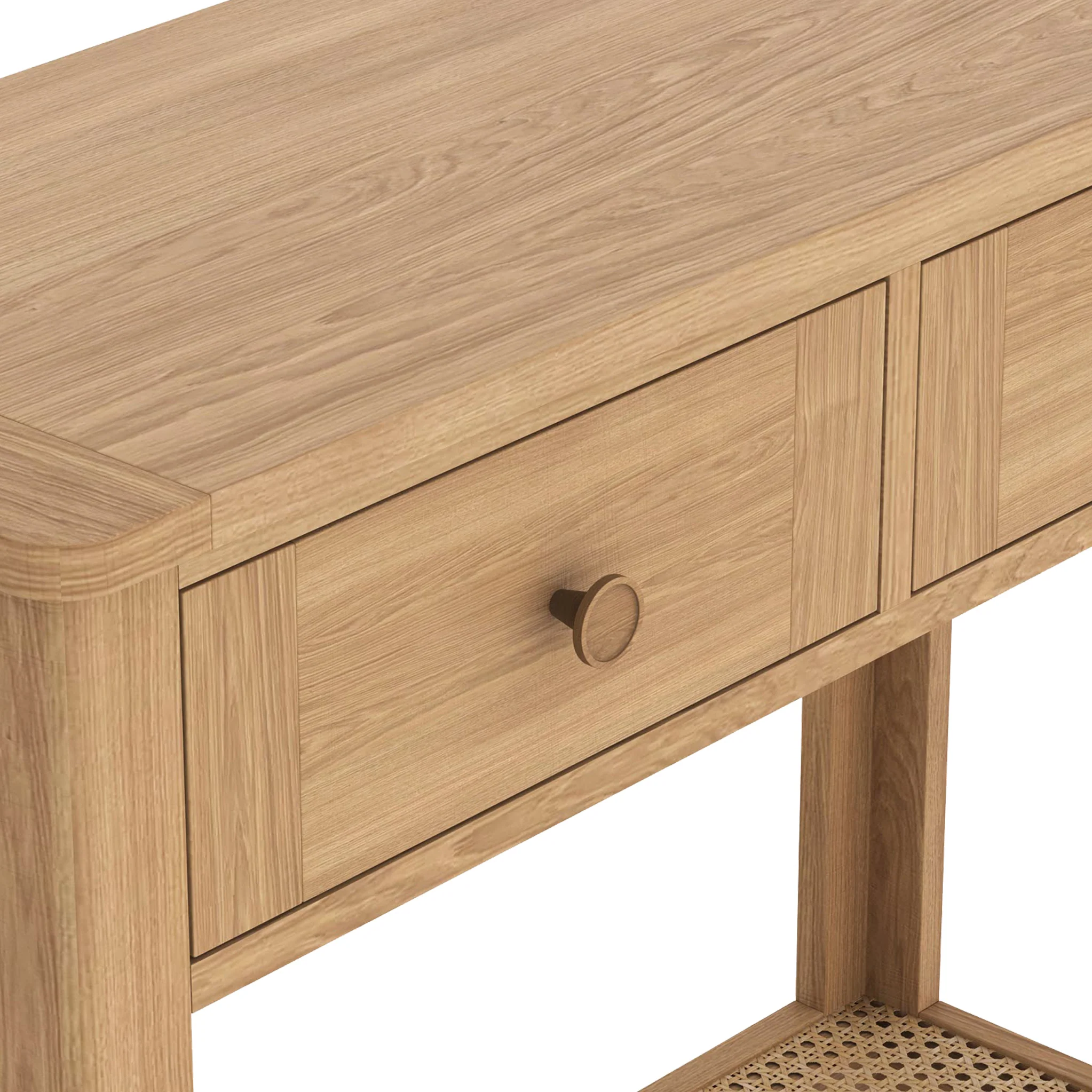 Albany Oak & Rattan Console Table - Image 5