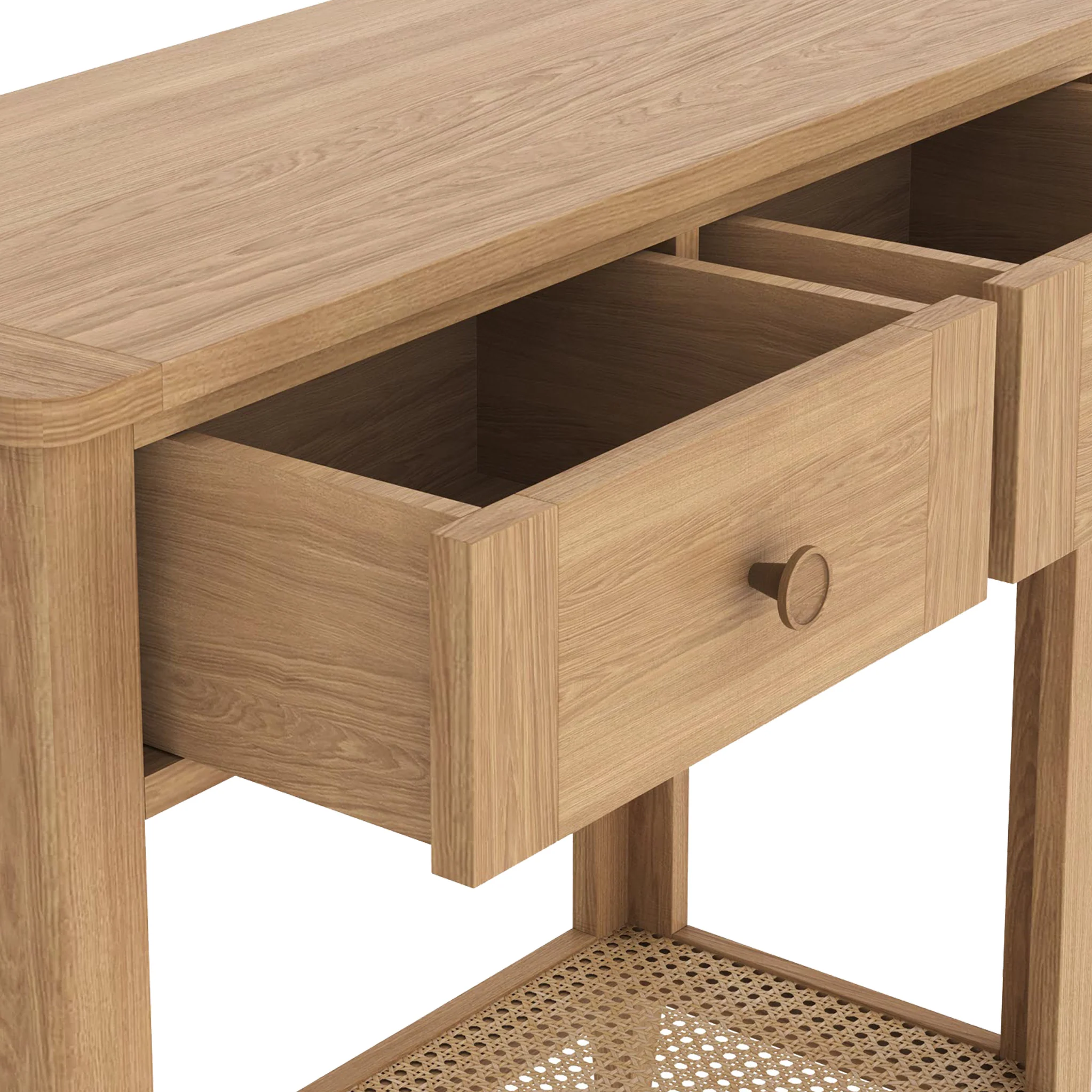 Albany Oak & Rattan Console Table - Image 6