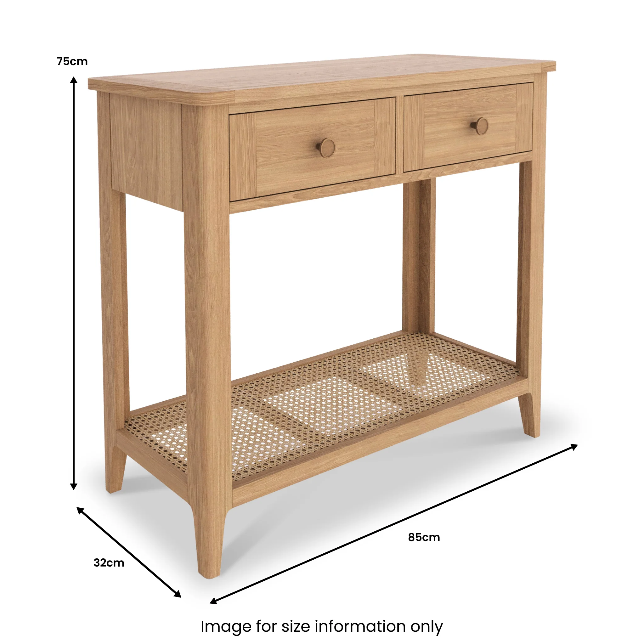 Albany Oak & Rattan Console Table - Image 9