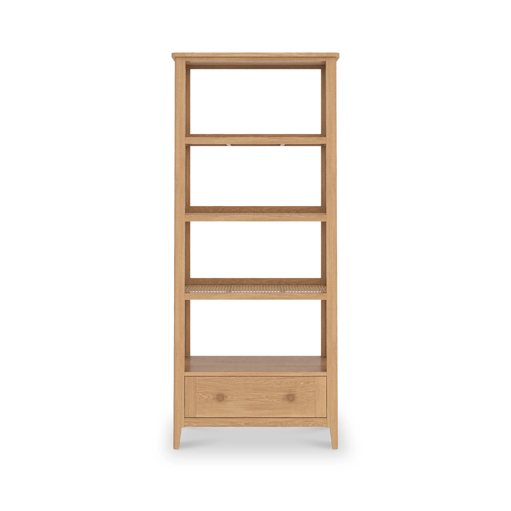 Albany Oak & Rattan Ladder Display Bookcase - Image 3