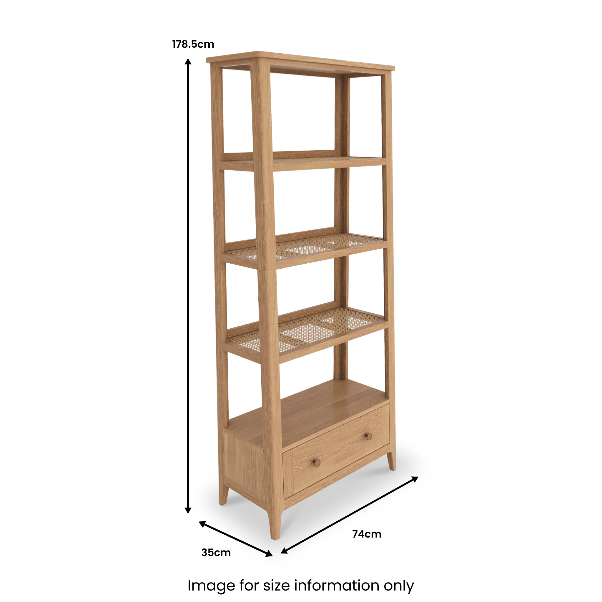 Albany Oak & Rattan Ladder Display Bookcase - Image 8